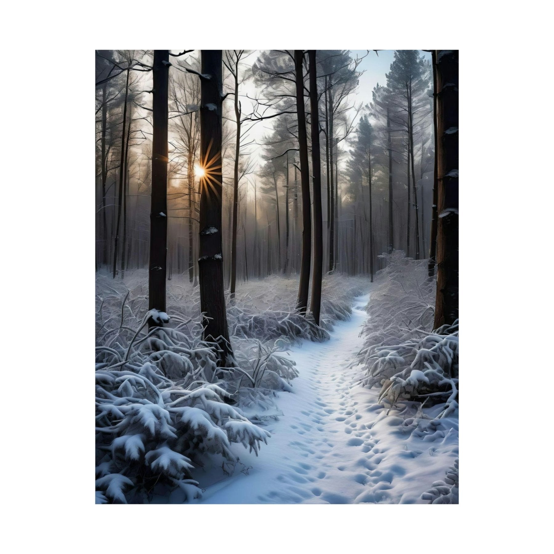 Winter Forest Landscape Poster Print, Winter Wall Art, Winter Poster, Winter Landscape Scene, Wall Art, Poster Art, Rolled Poster, Winter Home Decor, Winter Forest Stream (6) - Janlyn's Crafts