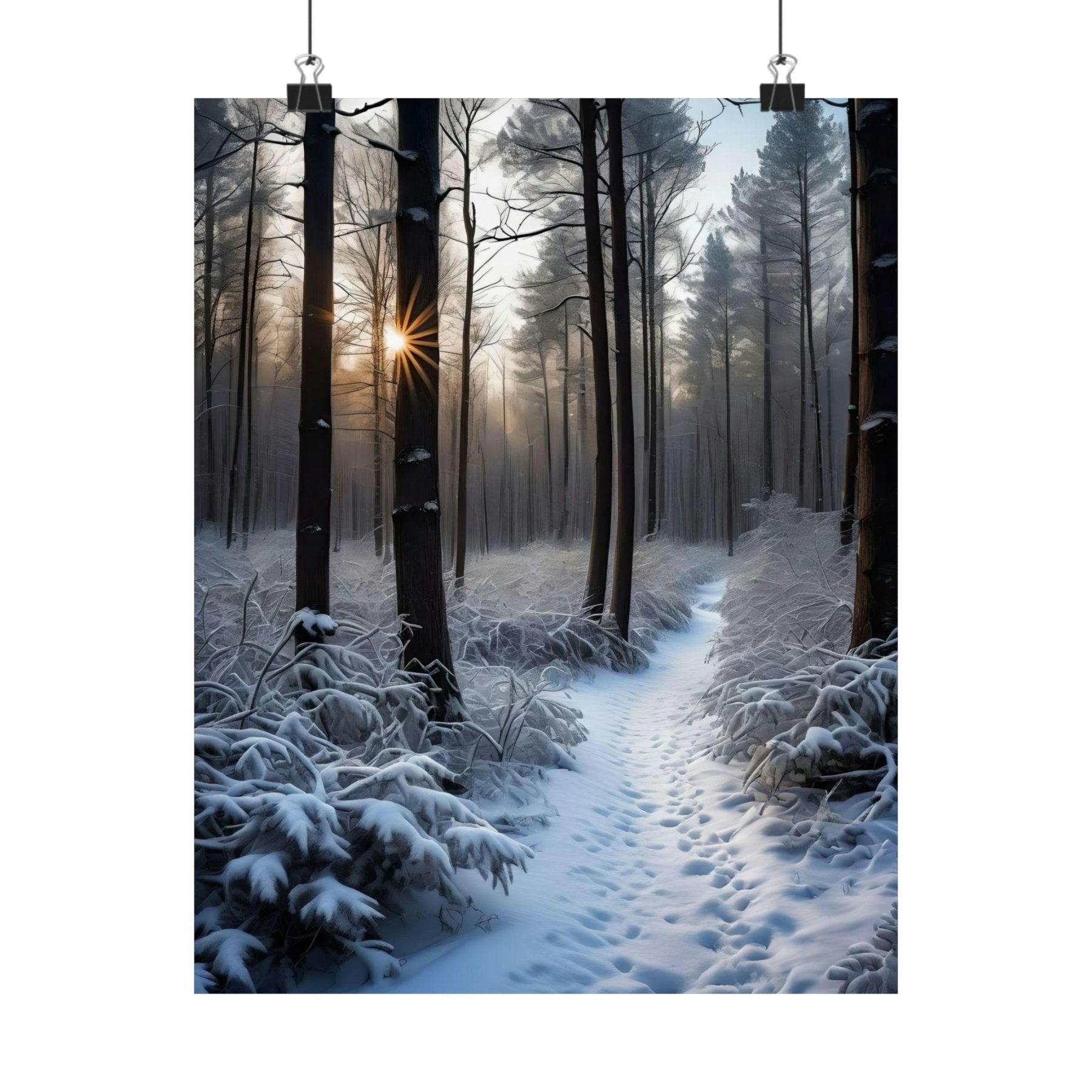 Winter Forest Landscape Poster Print, Winter Wall Art, Winter Poster, Winter Landscape Scene, Wall Art, Poster Art, Rolled Poster, Winter Home Decor, Winter Forest Stream (6) - Janlyn's Crafts