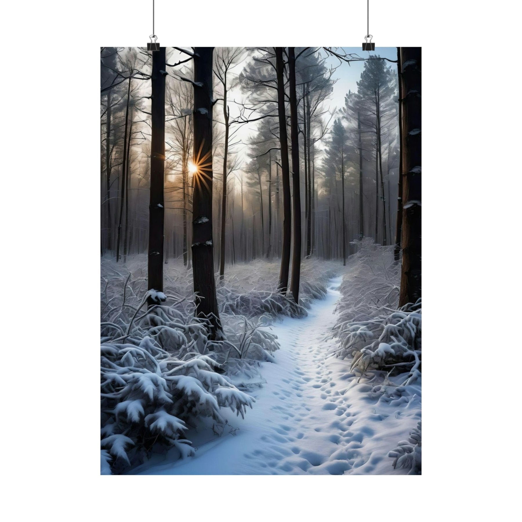 Winter Forest Landscape Poster Print, Winter Wall Art, Winter Poster, Winter Landscape Scene, Wall Art, Poster Art, Rolled Poster, Winter Home Decor, Winter Forest Stream (6) - Janlyn's Crafts