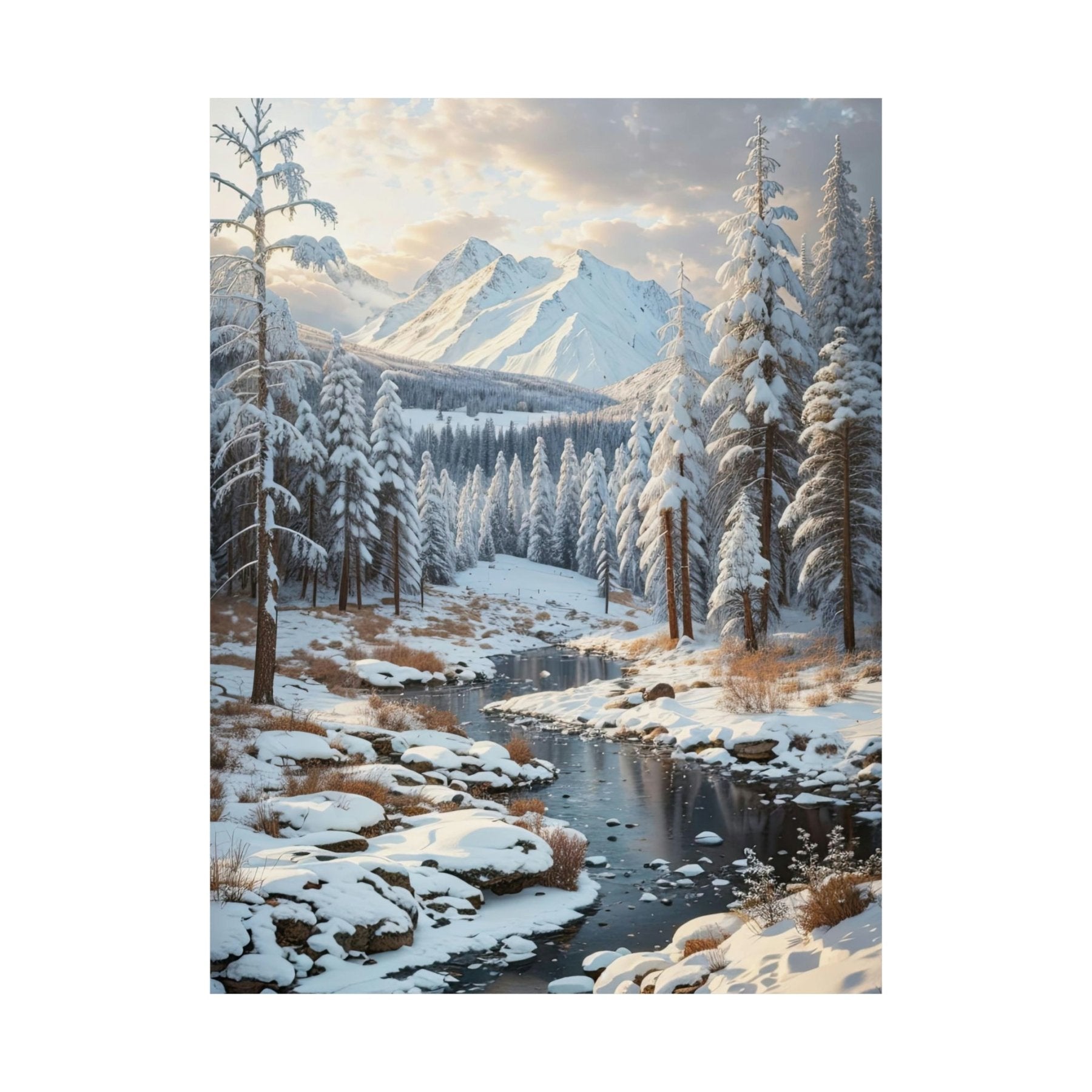 Winter Forest Landscape Poster Print, Winter Wall Art, Winter Poster, Winter Landscape Scene, Wall Art, Poster Art, Rolled Poster, Winter Home Decor, Winter Forest Stream (4) - Janlyn's Crafts