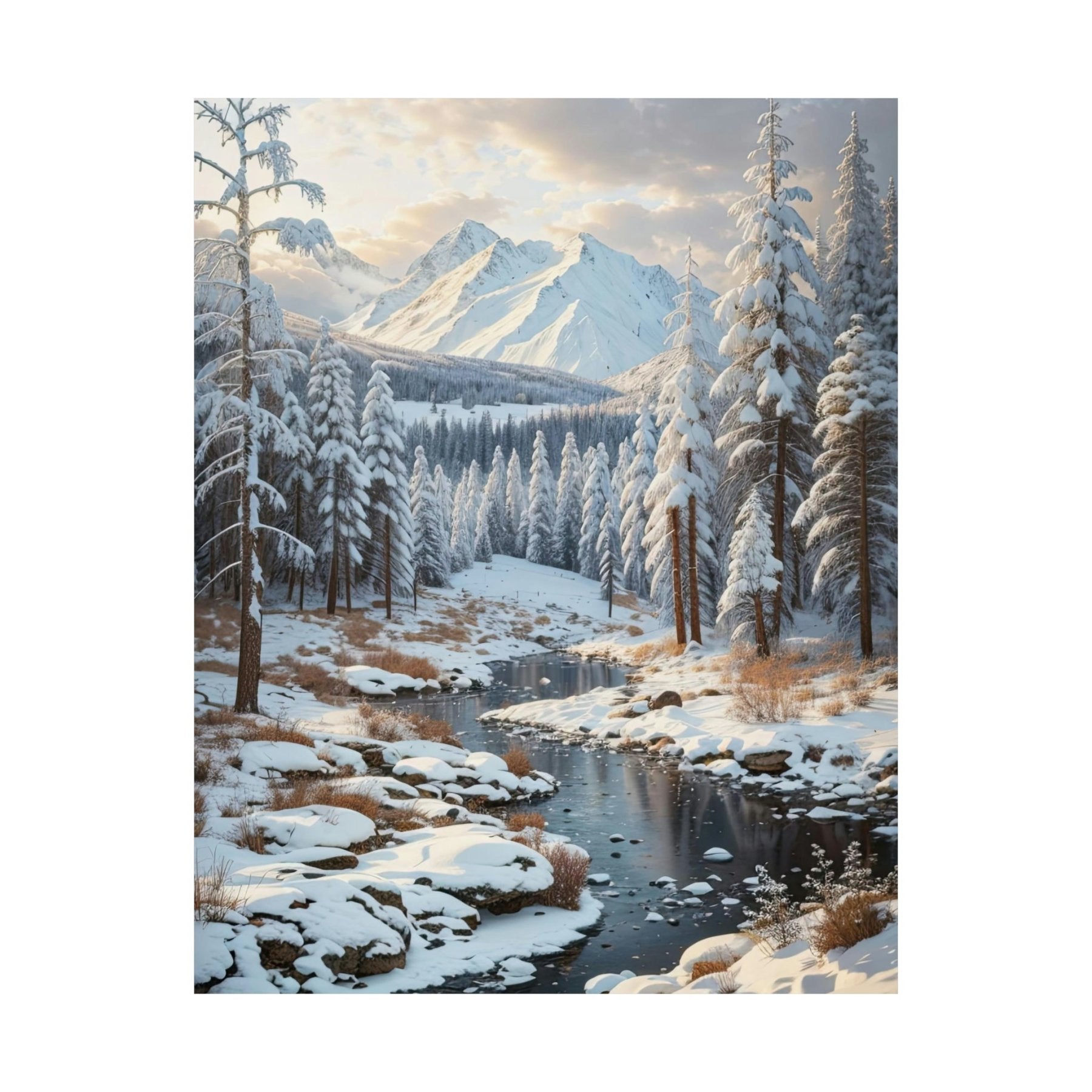 Winter Forest Landscape Poster Print, Winter Wall Art, Winter Poster, Winter Landscape Scene, Wall Art, Poster Art, Rolled Poster, Winter Home Decor, Winter Forest Stream (4) - Janlyn's Crafts