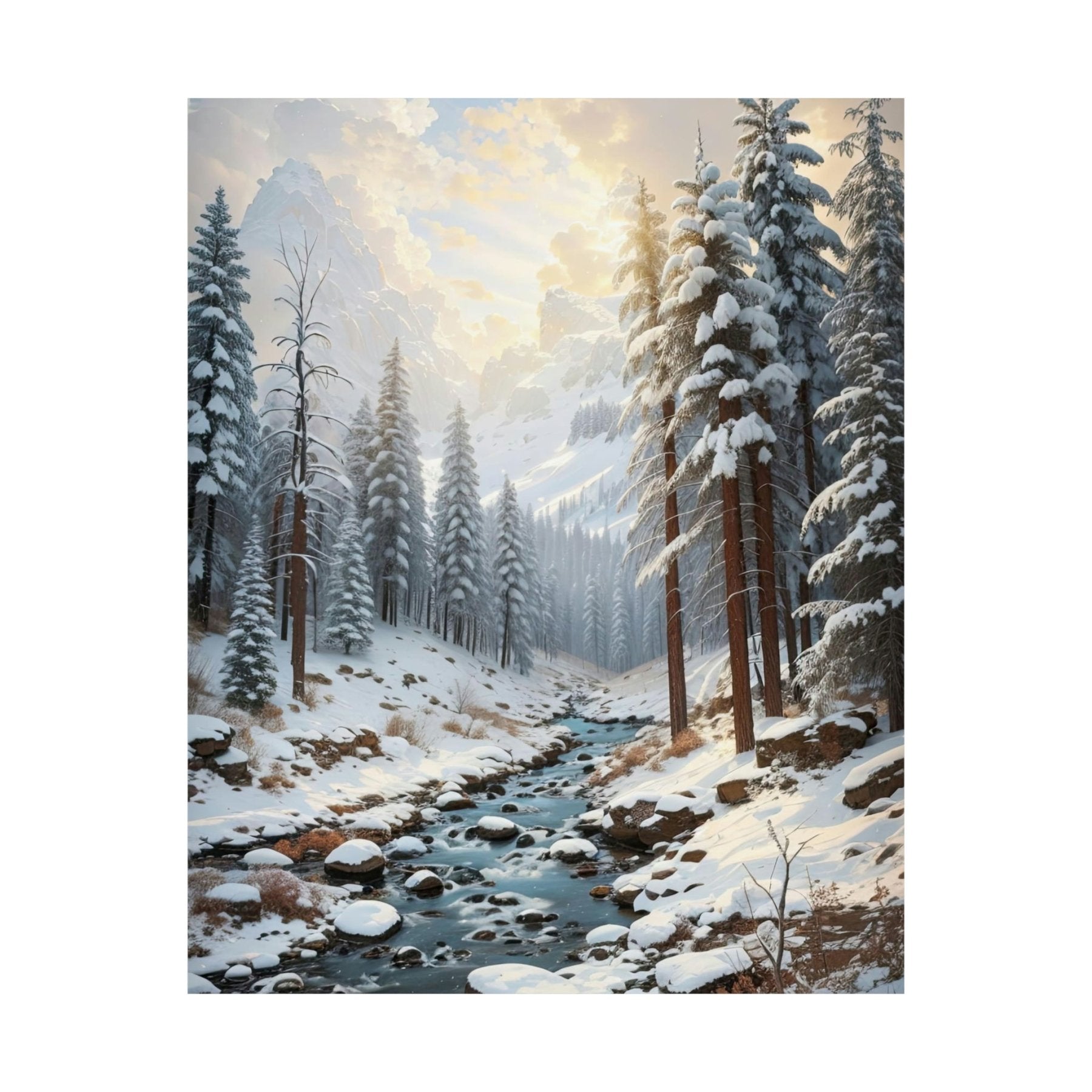 Winter Forest Landscape Poster Print, Winter Wall Art, Winter Poster, Winter Landscape Scene, Wall Art, Poster Art, Rolled Poster, Winter Home Decor, Winter Forest Stream (1) - Janlyn's Crafts