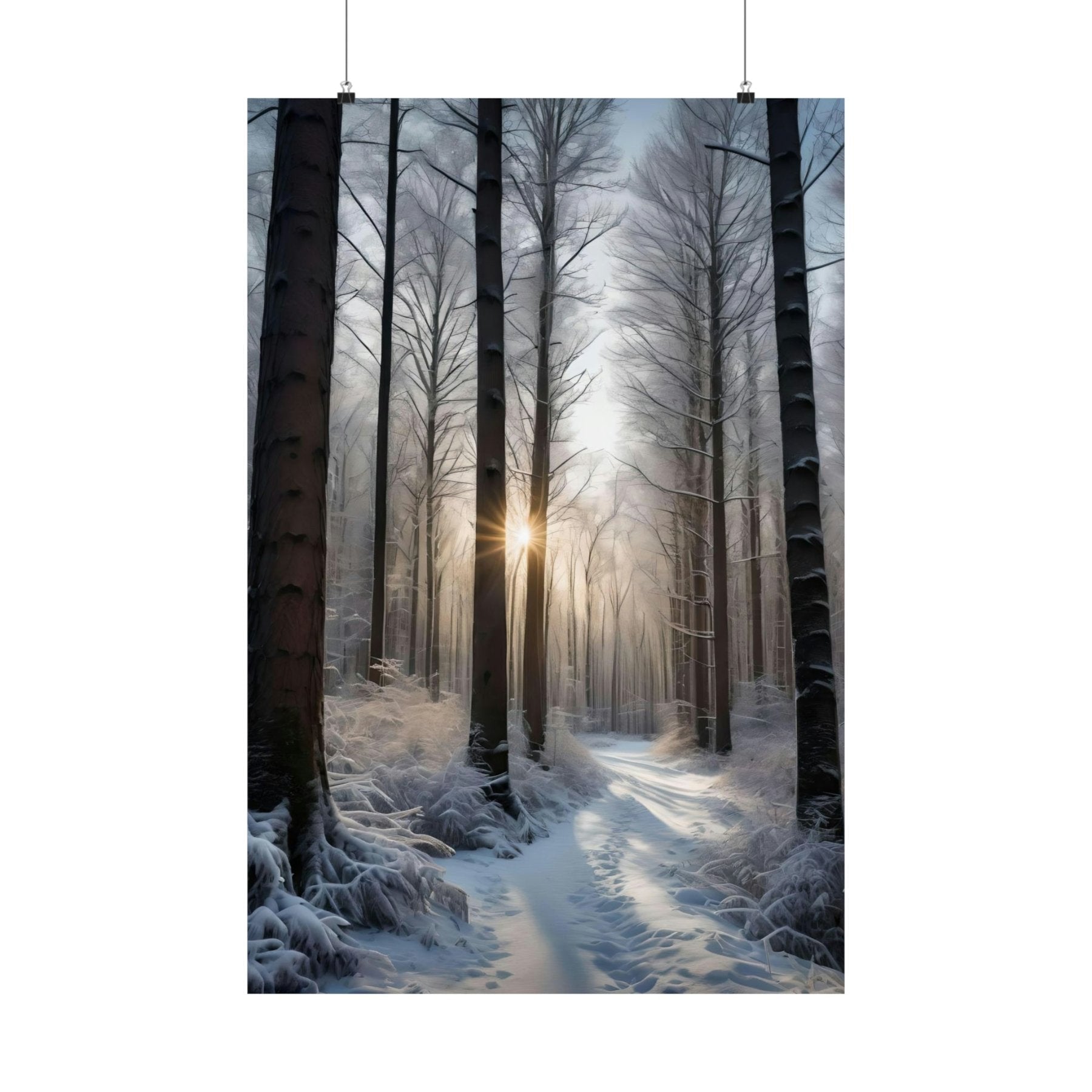 Winter Forest Landscape Poster Print, Winter Wall Art, Winter Poster, Winter Landscape Scene, Wall Art, Poster Art, Rolled Poster, Winter Home Decor, Winter Forest Stream (7) - Janlyn's Crafts