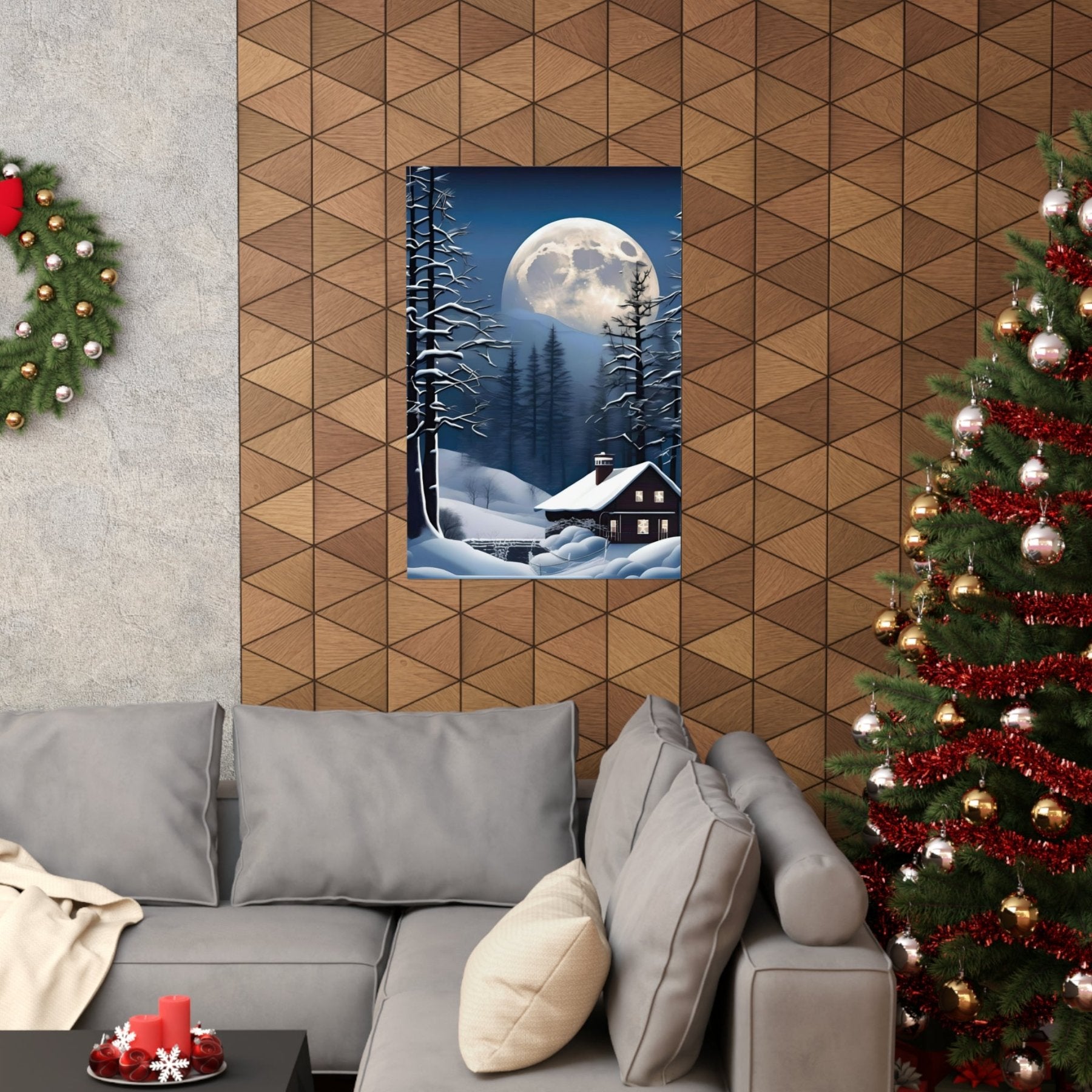 Winter Landscape Poster Print, Winter Wall Art, Winter Poster, Winter Landscape Scene, Wall Art, Poster Art, Rolled Poster, Winter Home Decor, Full Moon (2) - Janlyn's Crafts