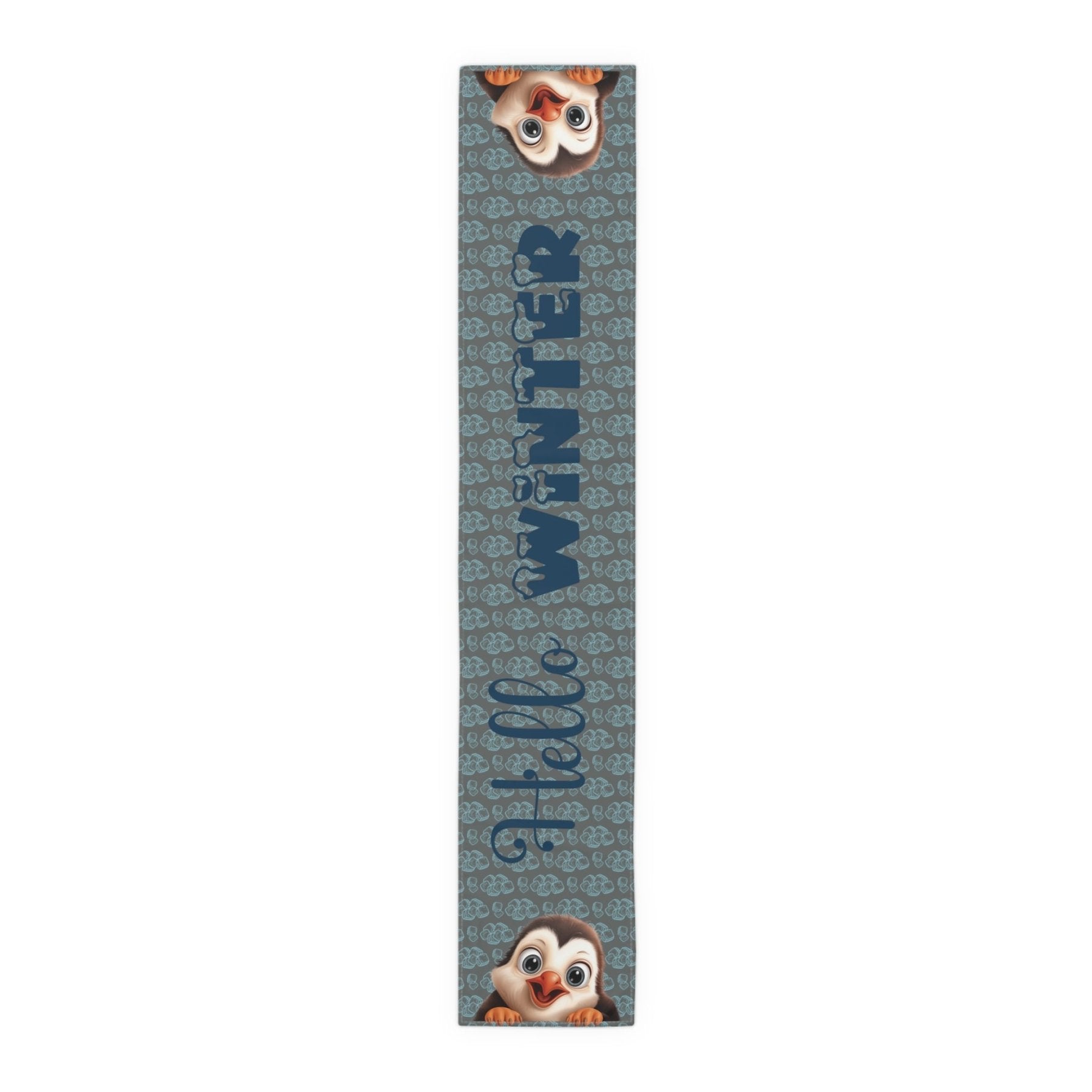 Winter Theme Table Runner, Winter Table Runner, Snow, Snowflakes, Winter Runner, Winter Decor, Hello Winter, Penguin, Dark Gray - Janlyn's Crafts