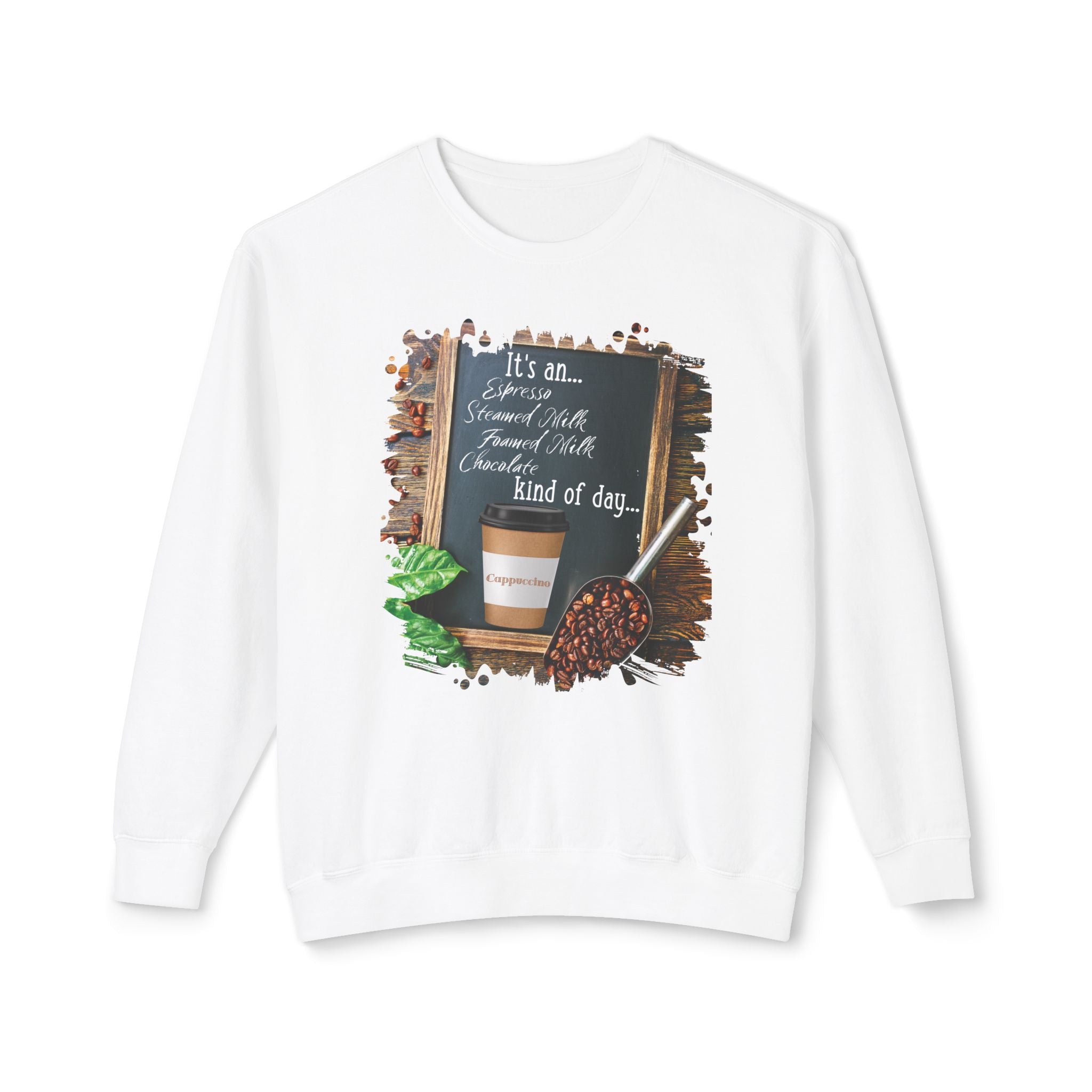 Cappuccino, Kind of Day, Unisex Lightweight Crewneck Sweatshirt