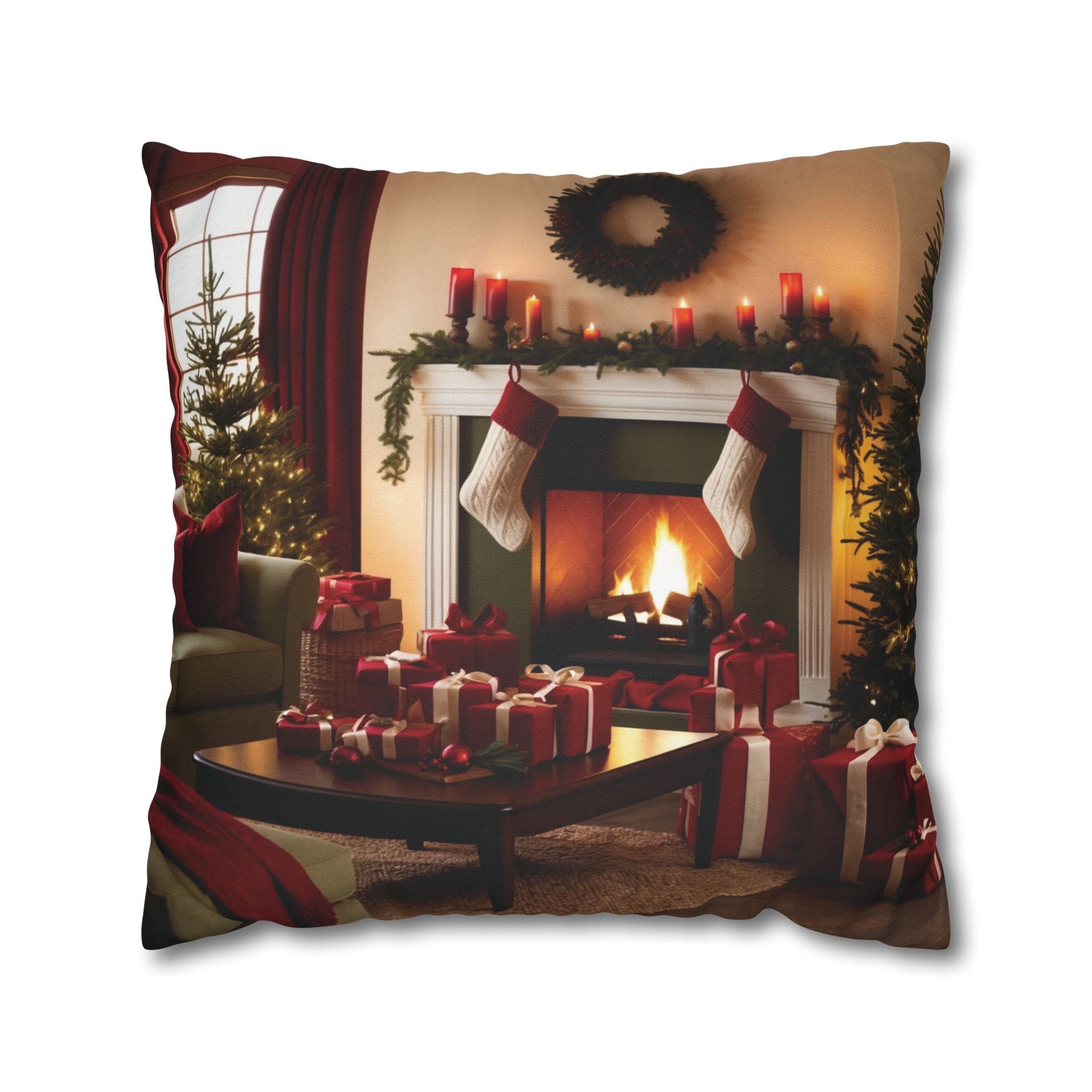 Cozy Holiday Home, Throw Pillow Case