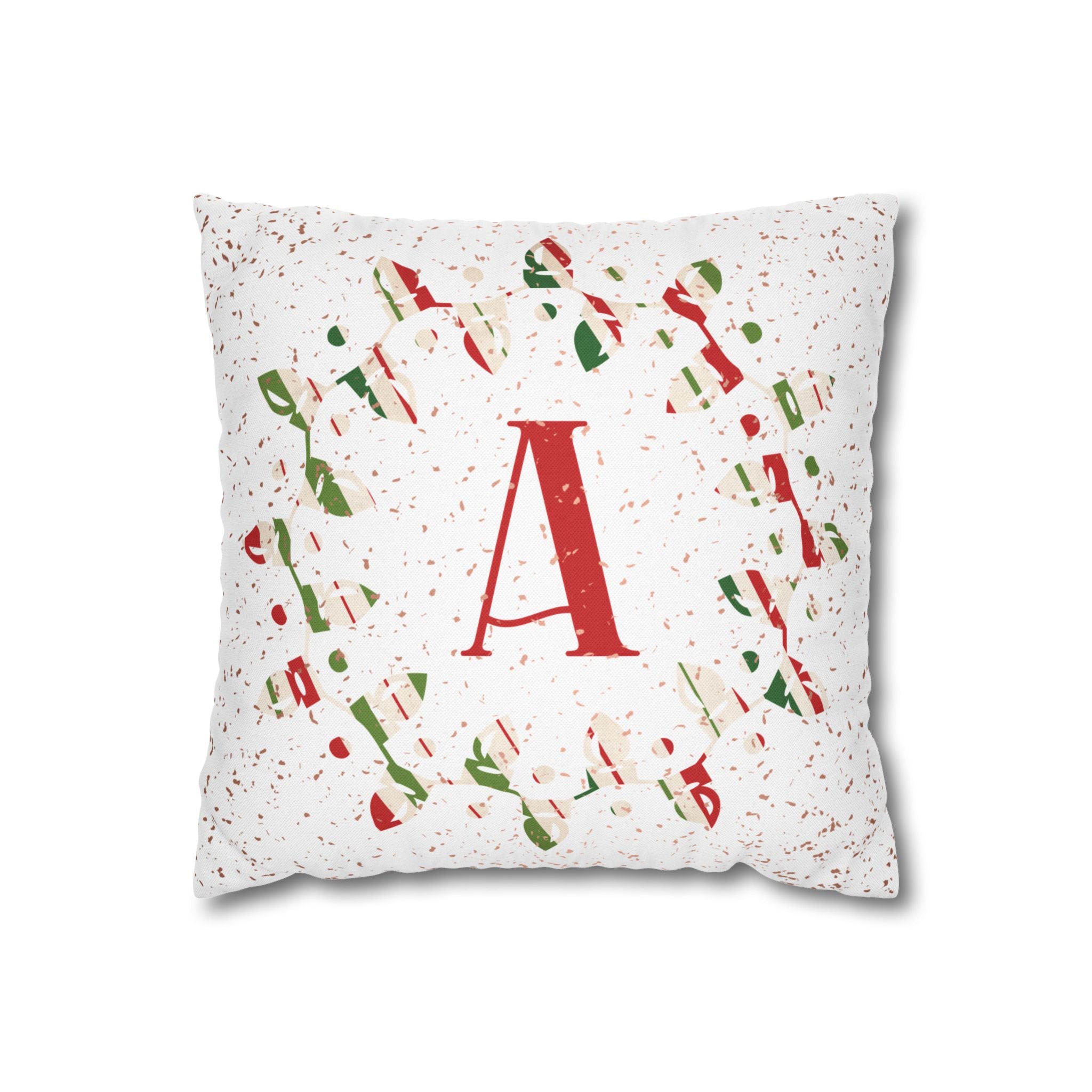 Monogram Christmas Lights, Personalized Monogram, Striped Wrapping Paper, Throw Pillow Case