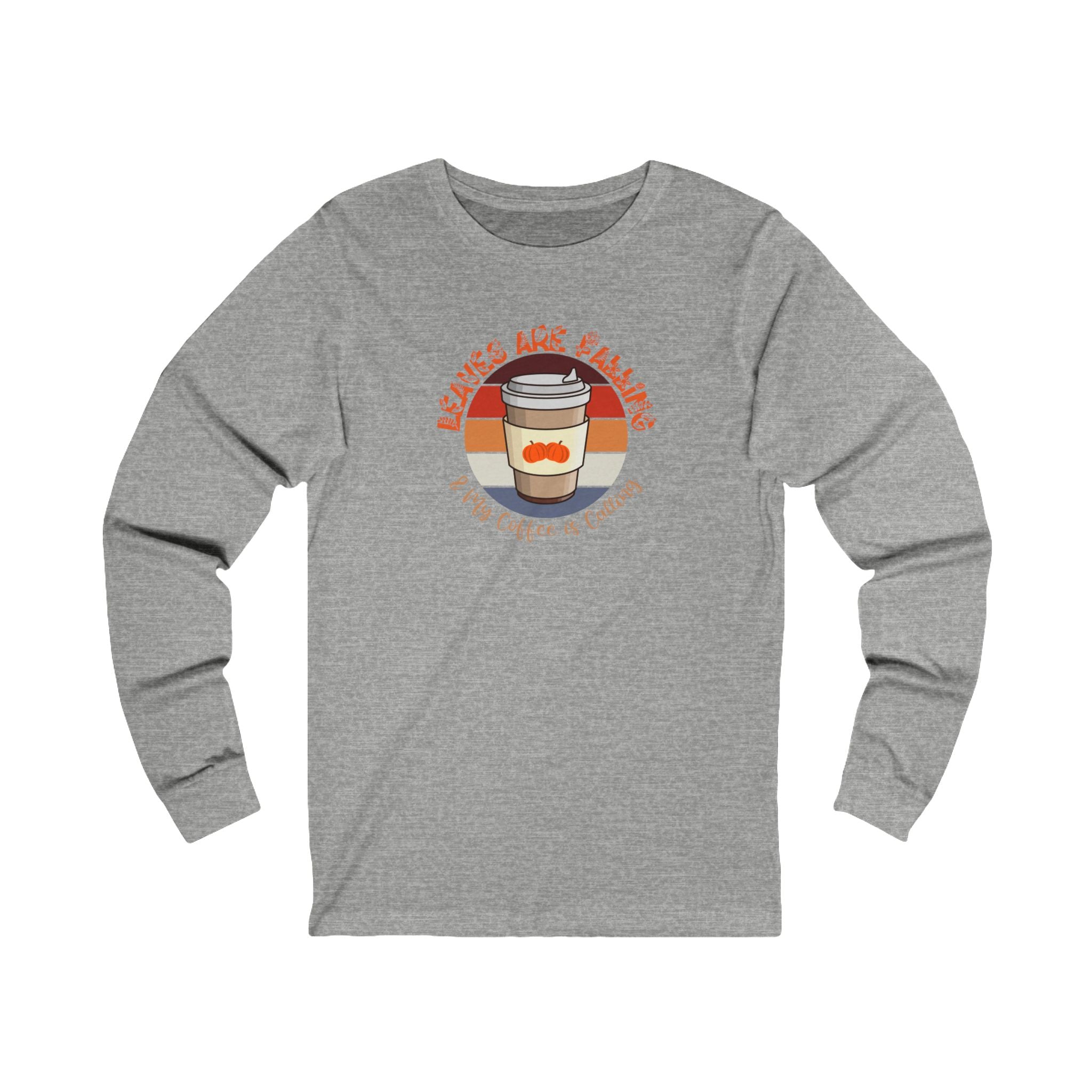 Autumn Brew Cozy Fall Coffee Lover’s Tee, Leaves, Unisex Jersey Long Sleeve Tee