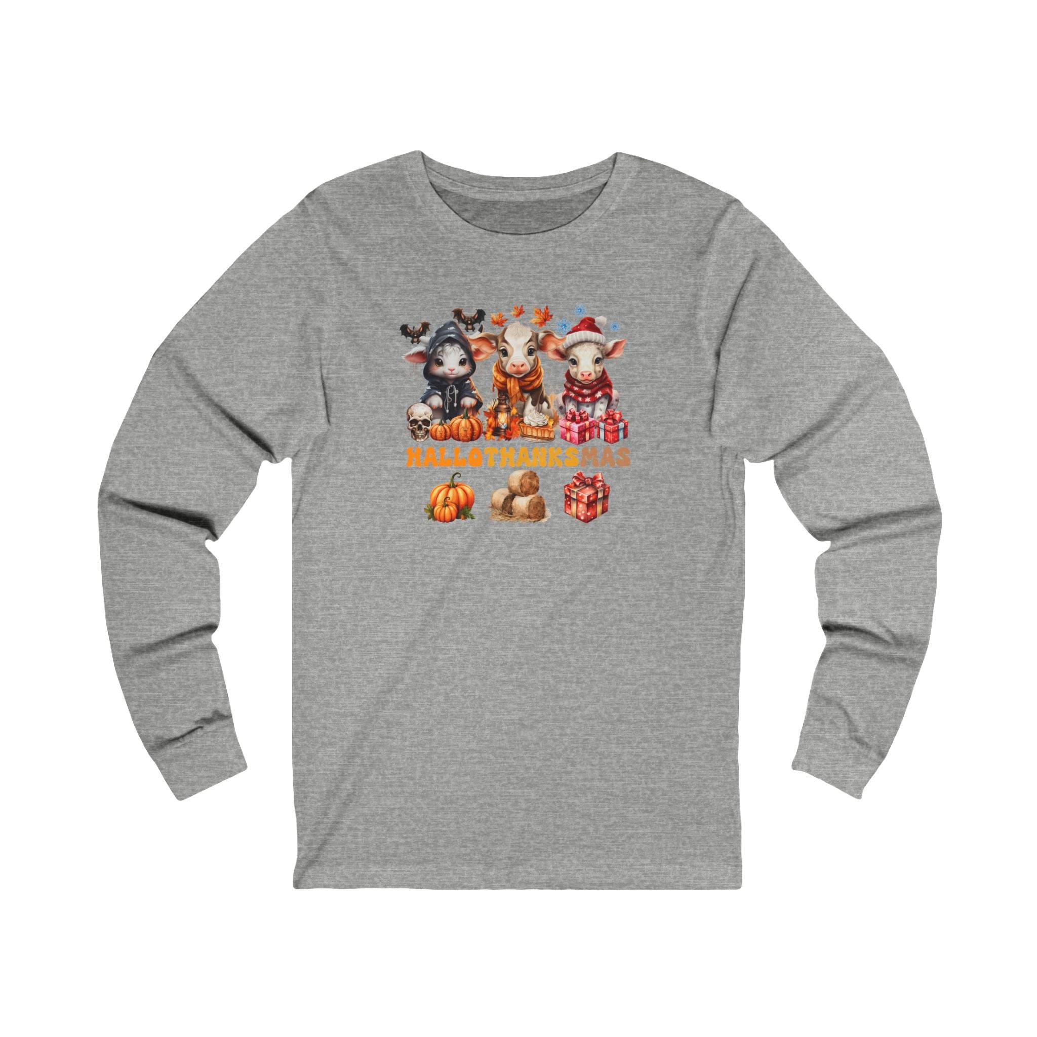 Spooky to Jolly - All-Season Celebration HalloThanksMas Tee (5), Unisex Jersey Long Sleeve Tee