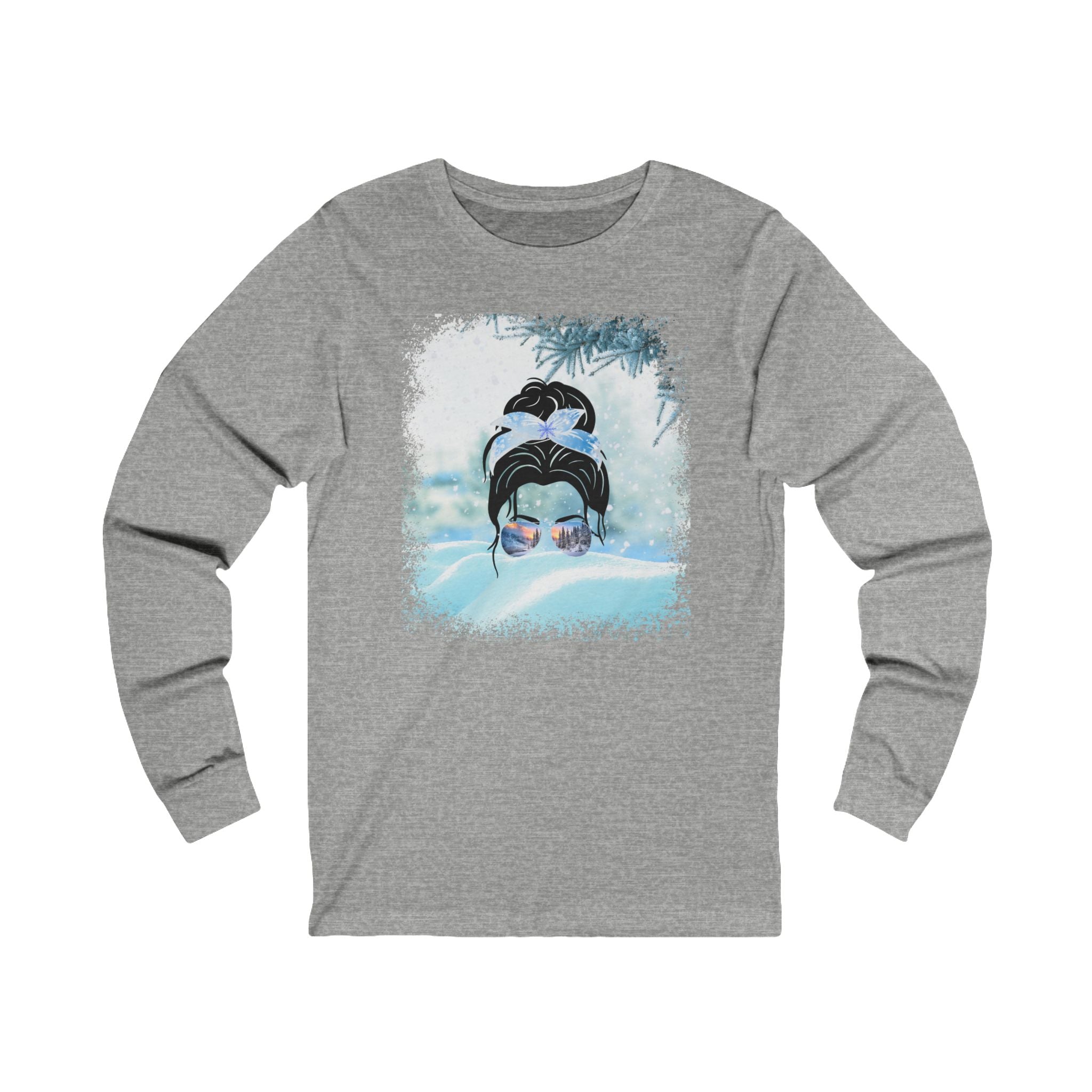 Snow, Dark Hair Messy Bun, Unisex Jersey Long Sleeve Tee