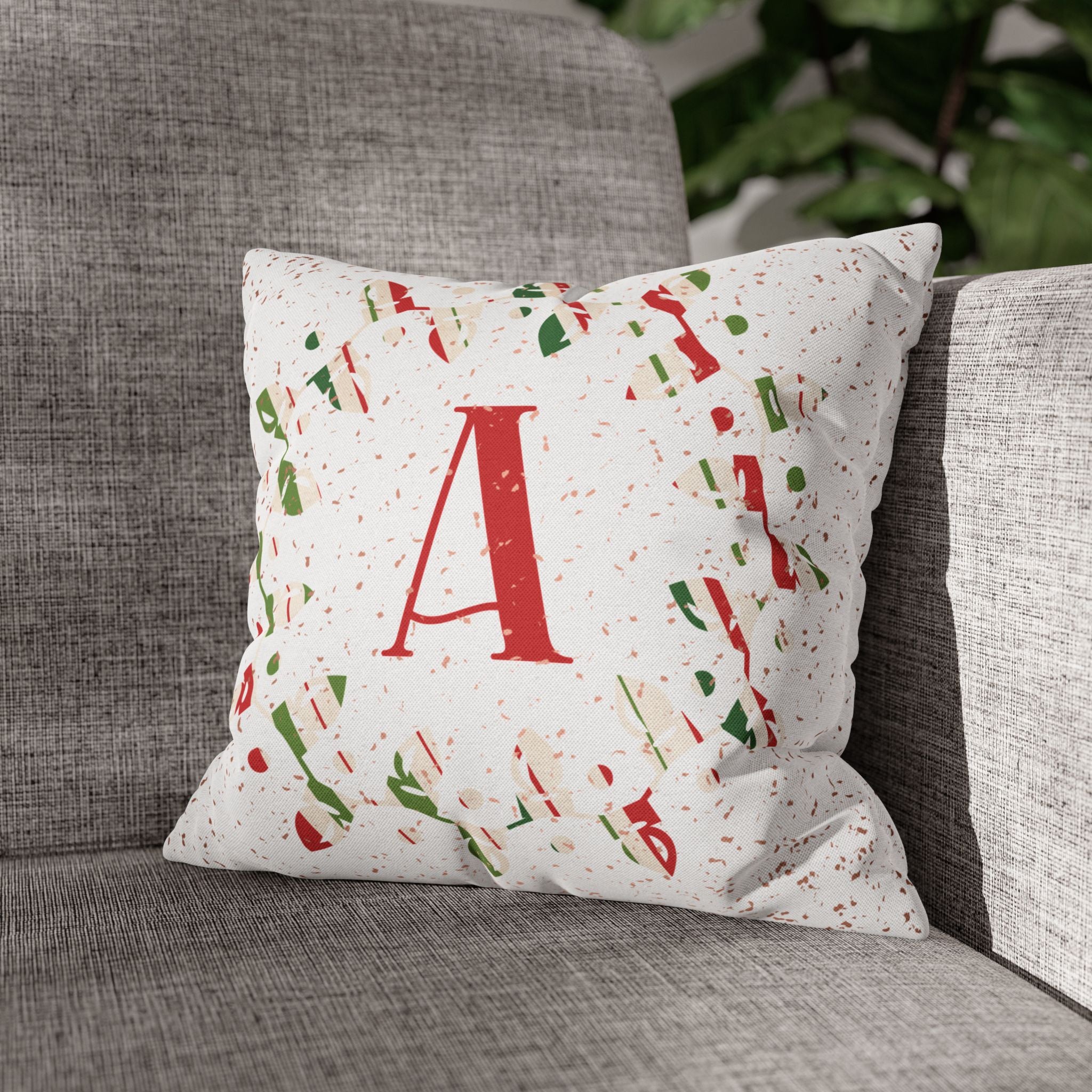 Monogram Christmas Lights, Personalized Monogram, Striped Wrapping Paper, Throw Pillow Case