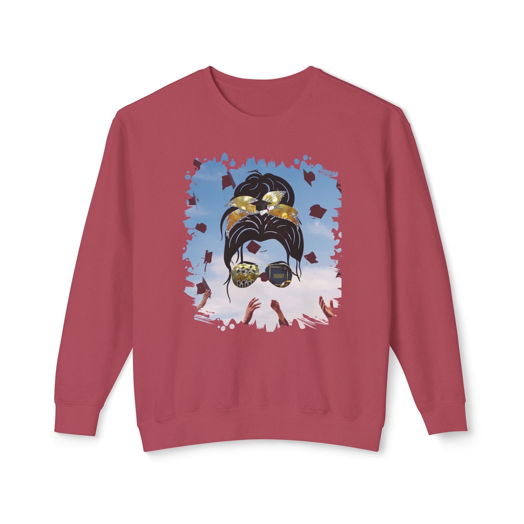 Celebration, Dark Hair Messy Bun, Unisex Lightweight Crewneck Sweatshirt