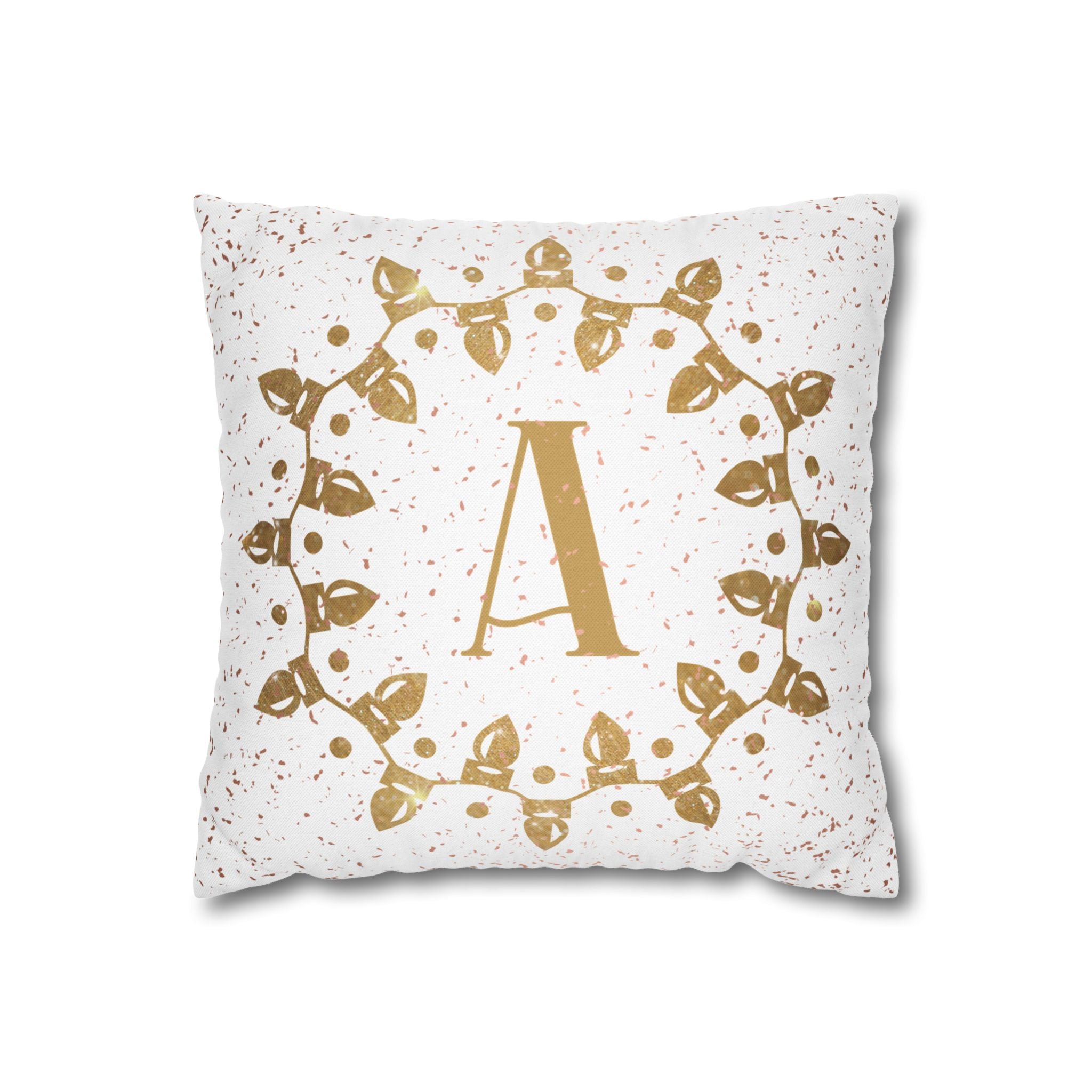 Monogram Christmas Lights, Personalized Monogram, Yellow Lights, Throw Pillow Case