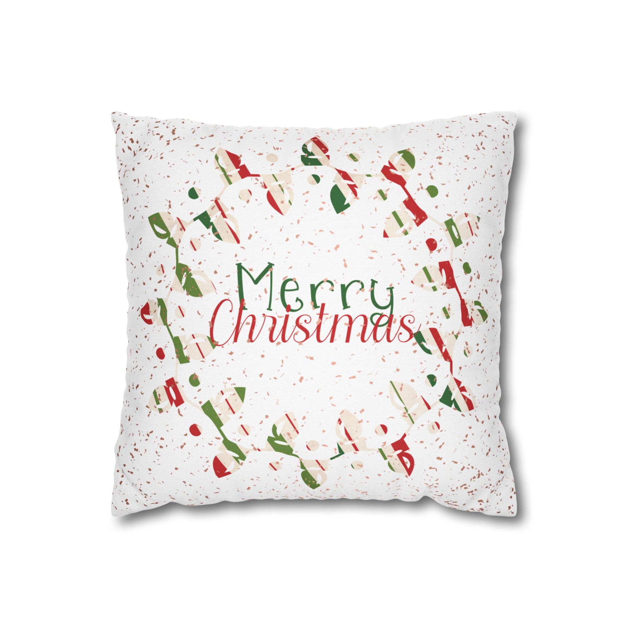 Merry Christmas Christmas Lights, Striped Wrapping Paper, Throw Pillow Case