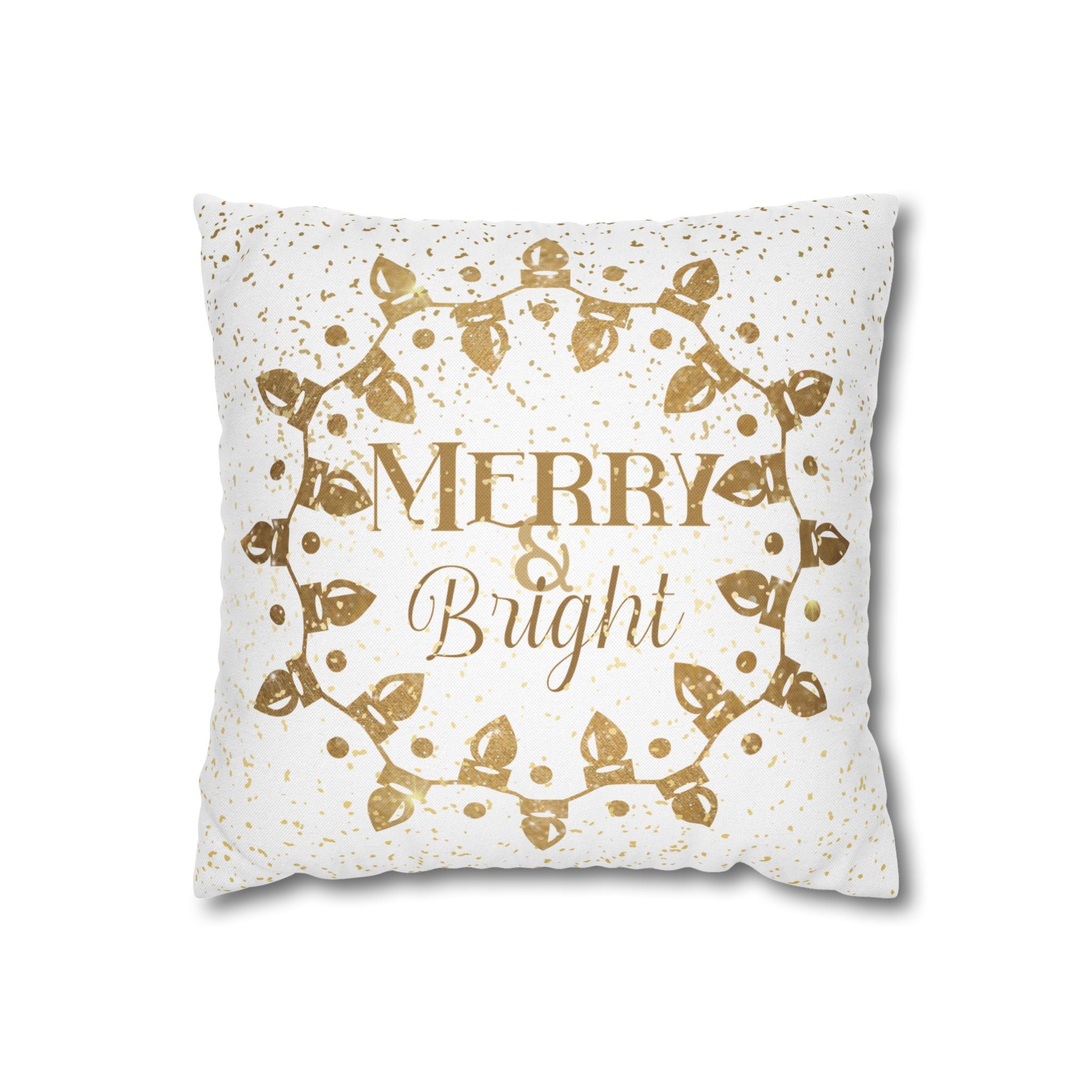 Merry & Bright Christmas Lights, Yellow Lights, Throw Pillow Case