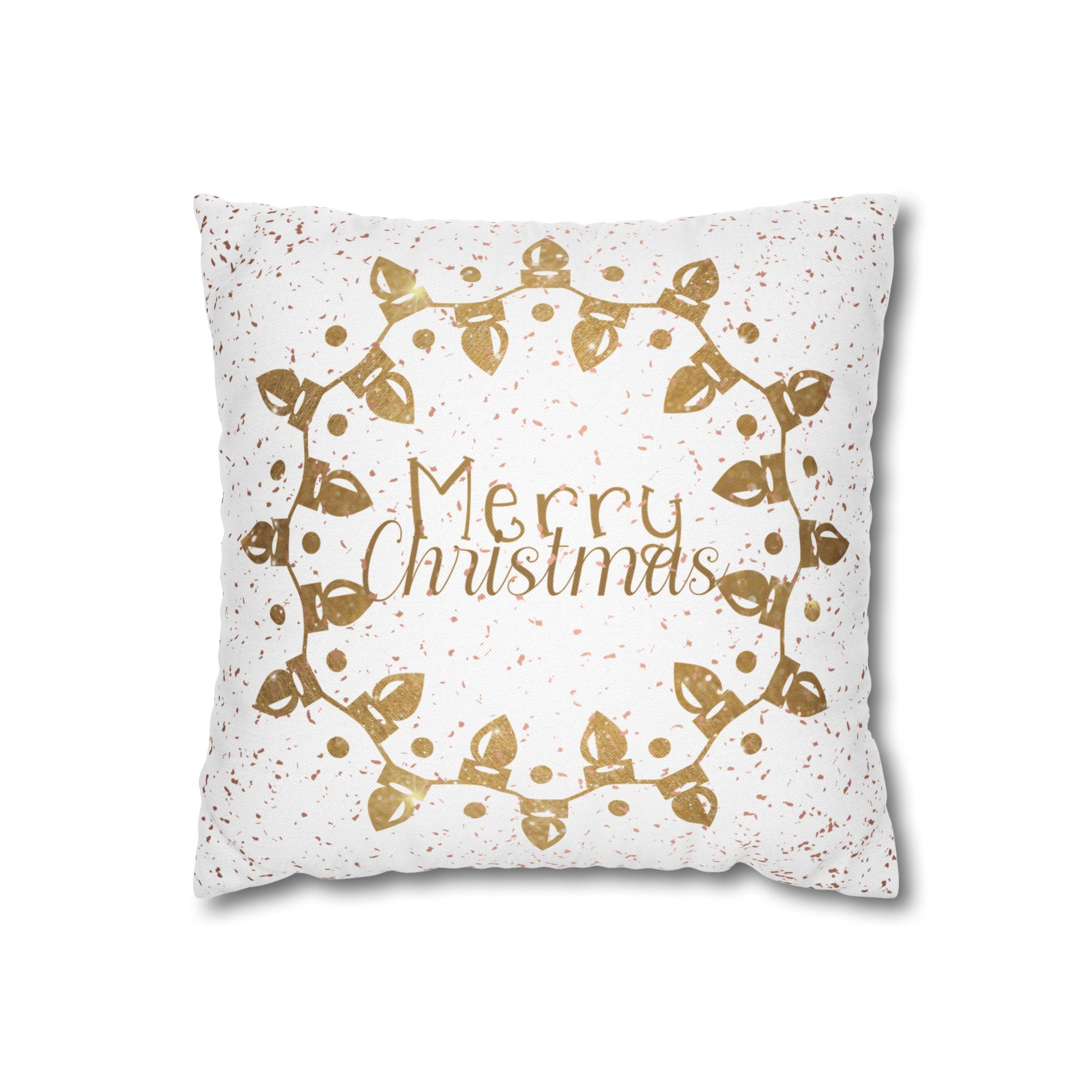 Merry Christmas Christmas Lights, Yellow Lights, Throw Pillow Case