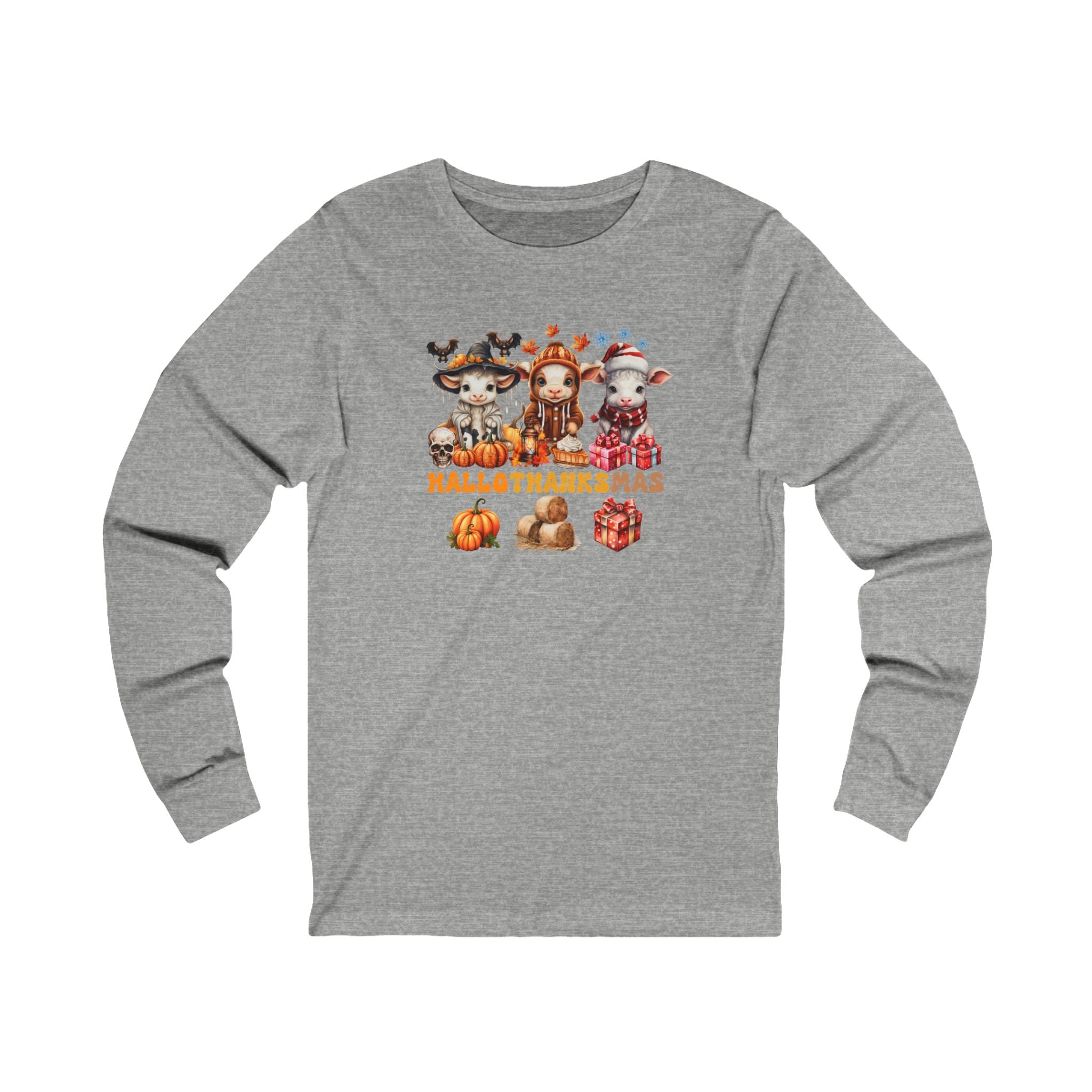 Spooky to Jolly - All-Season Celebration HalloThanksMas Tee (4), Unisex Jersey Long Sleeve Tee