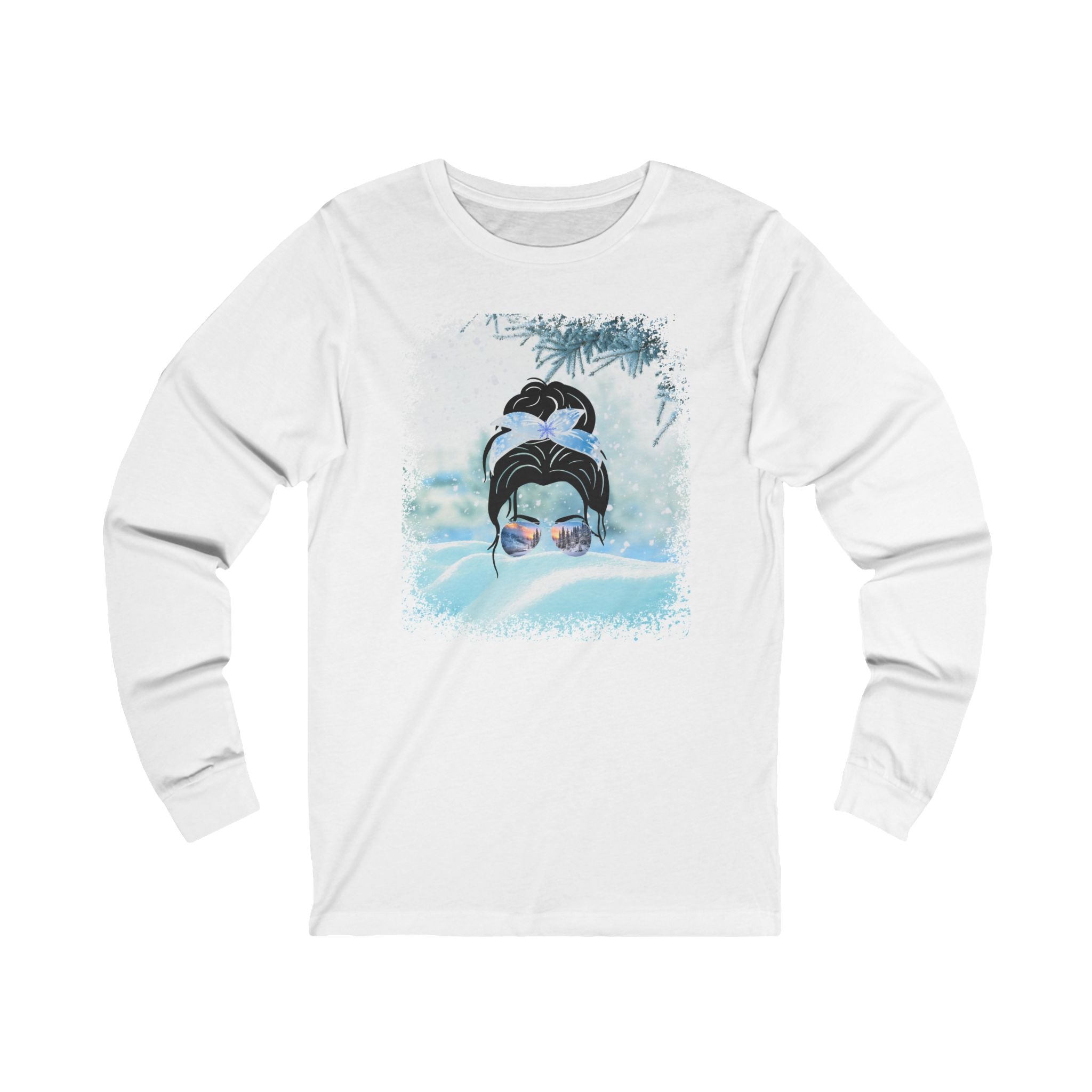 Snow, Dark Hair Messy Bun, Unisex Jersey Long Sleeve Tee