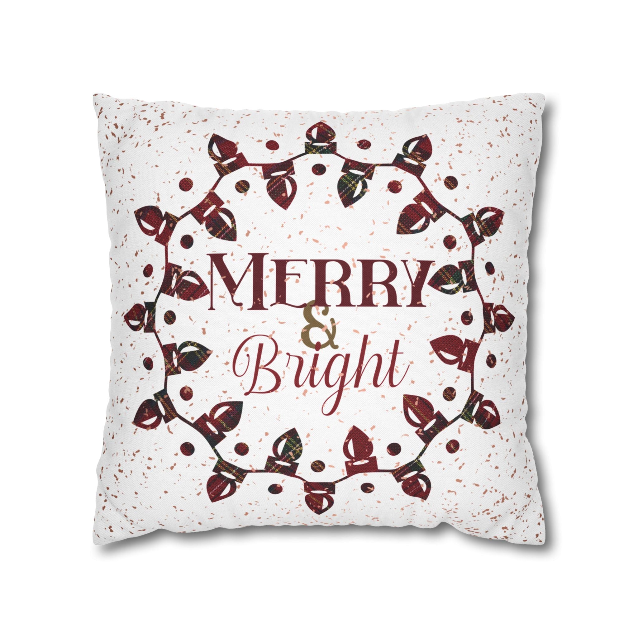 Merry & Bright Christmas Lights, Plaid Red, Throw Pillow Case