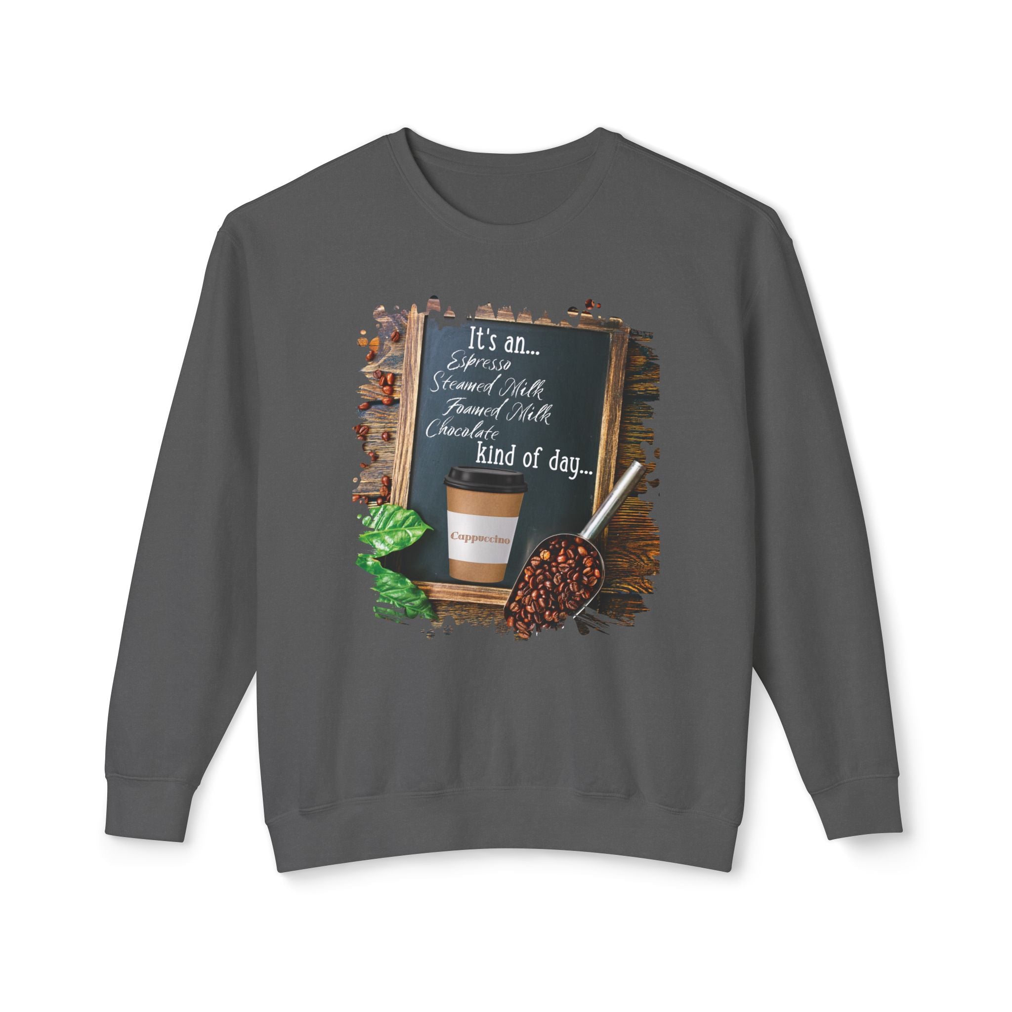 Cappuccino, Kind of Day, Unisex Lightweight Crewneck Sweatshirt