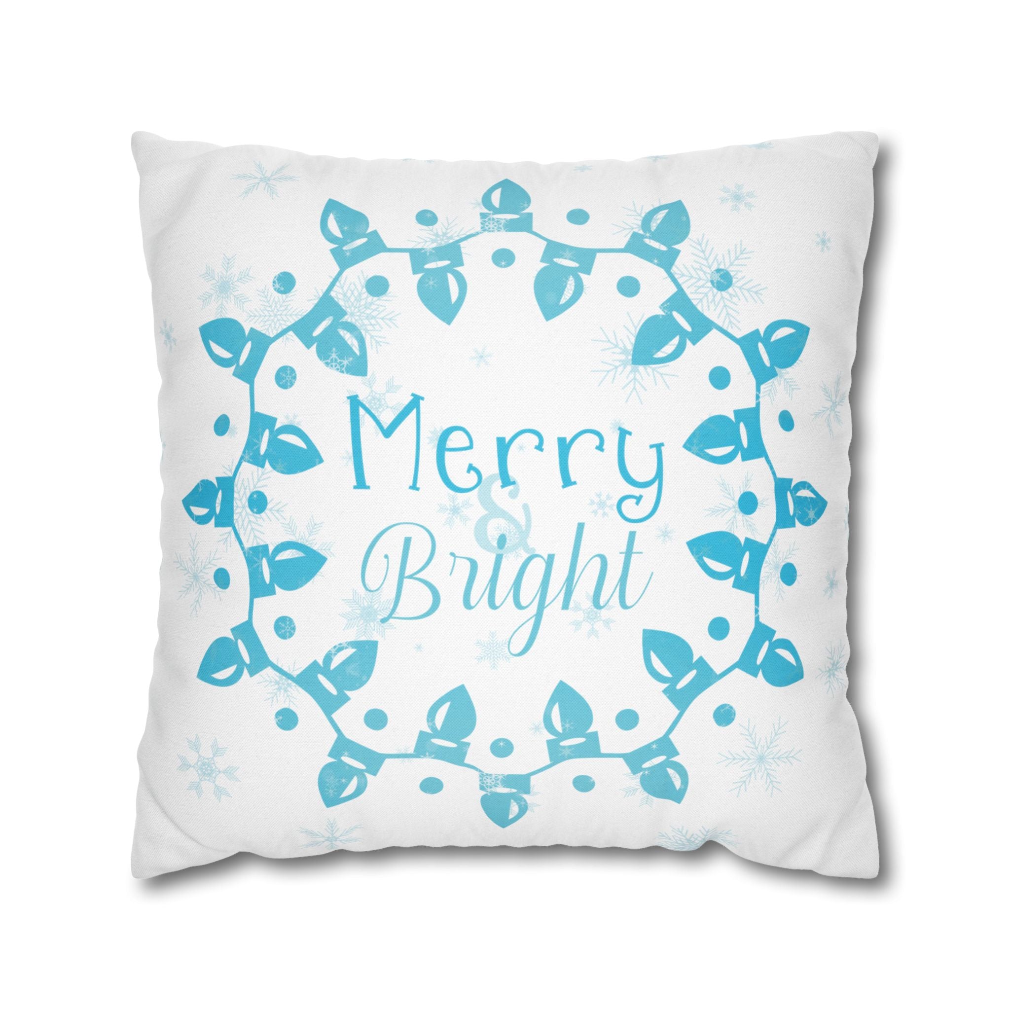 Merry & Bright Christmas Lights, Blue Lights, Throw Pillow Case