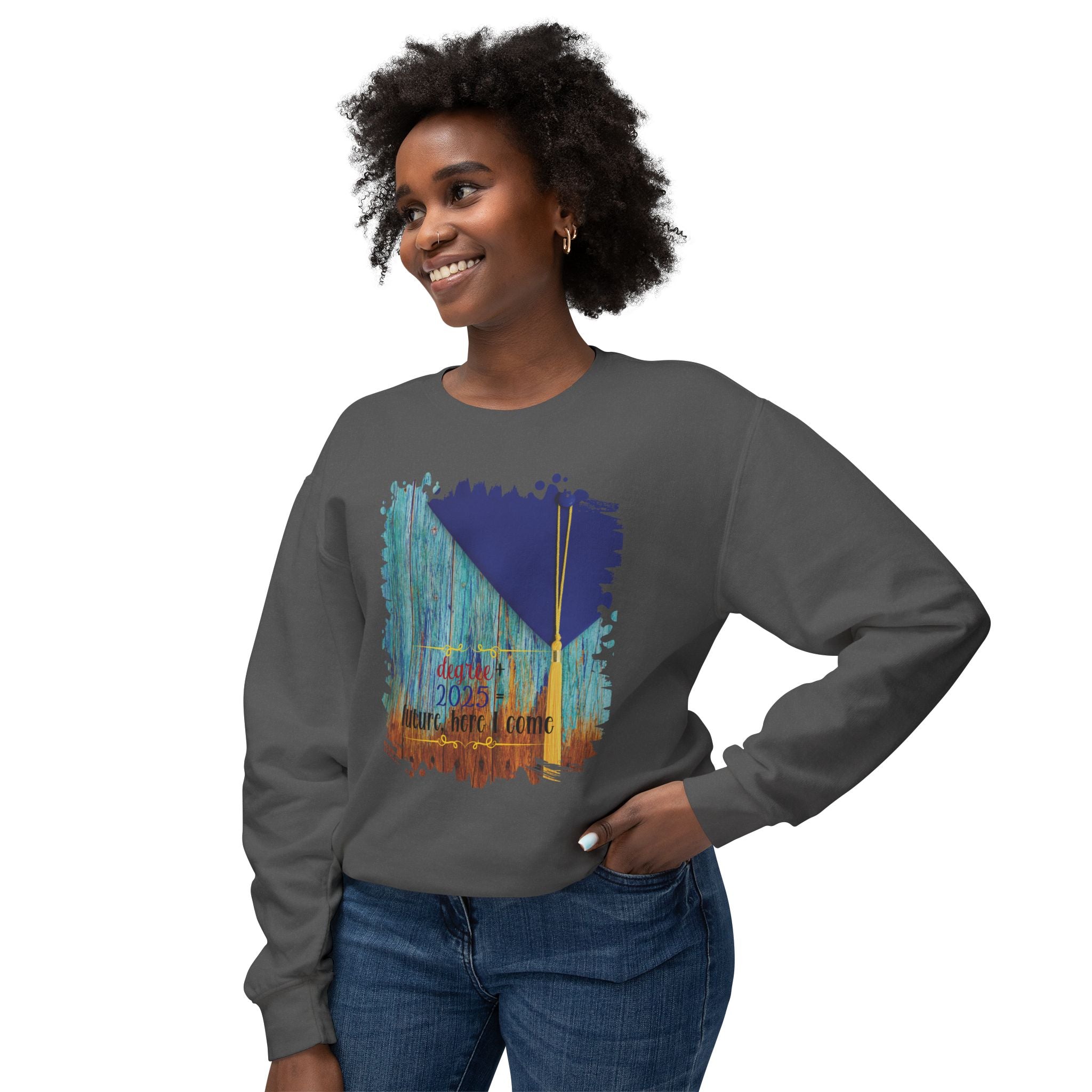 Degree + 2025, 2025 Graduation, Unisex Lightweight Crewneck Sweatshirt