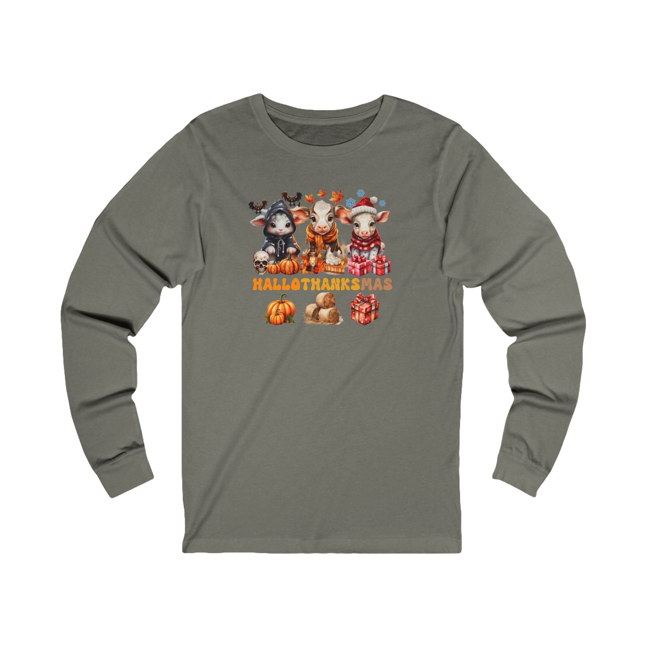 Spooky to Jolly - All-Season Celebration HalloThanksMas Tee (5), Unisex Jersey Long Sleeve Tee