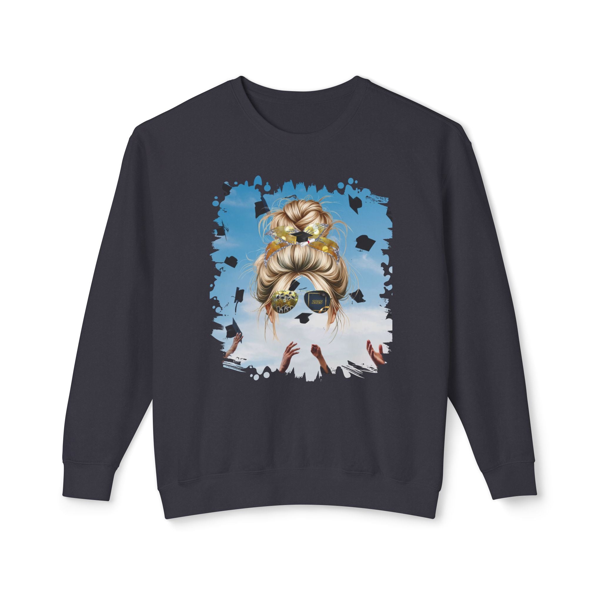 Celebration, Blond Hair Messy Bun, Unisex Lightweight Crewneck Sweatshirt