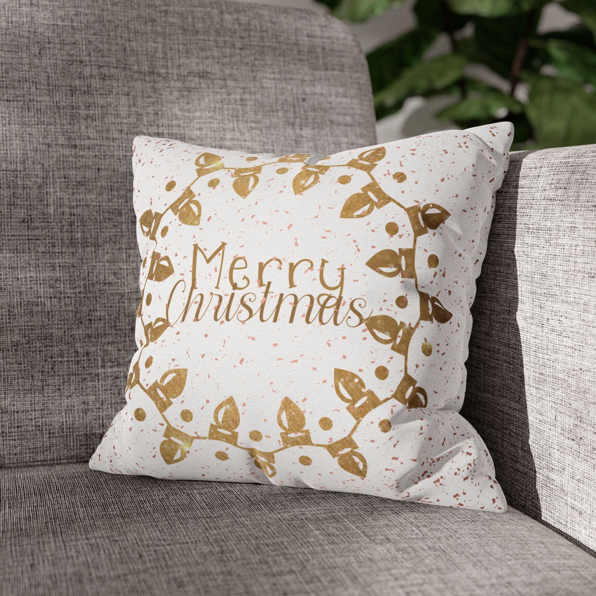 Merry Christmas Christmas Lights, Yellow Lights, Throw Pillow Case