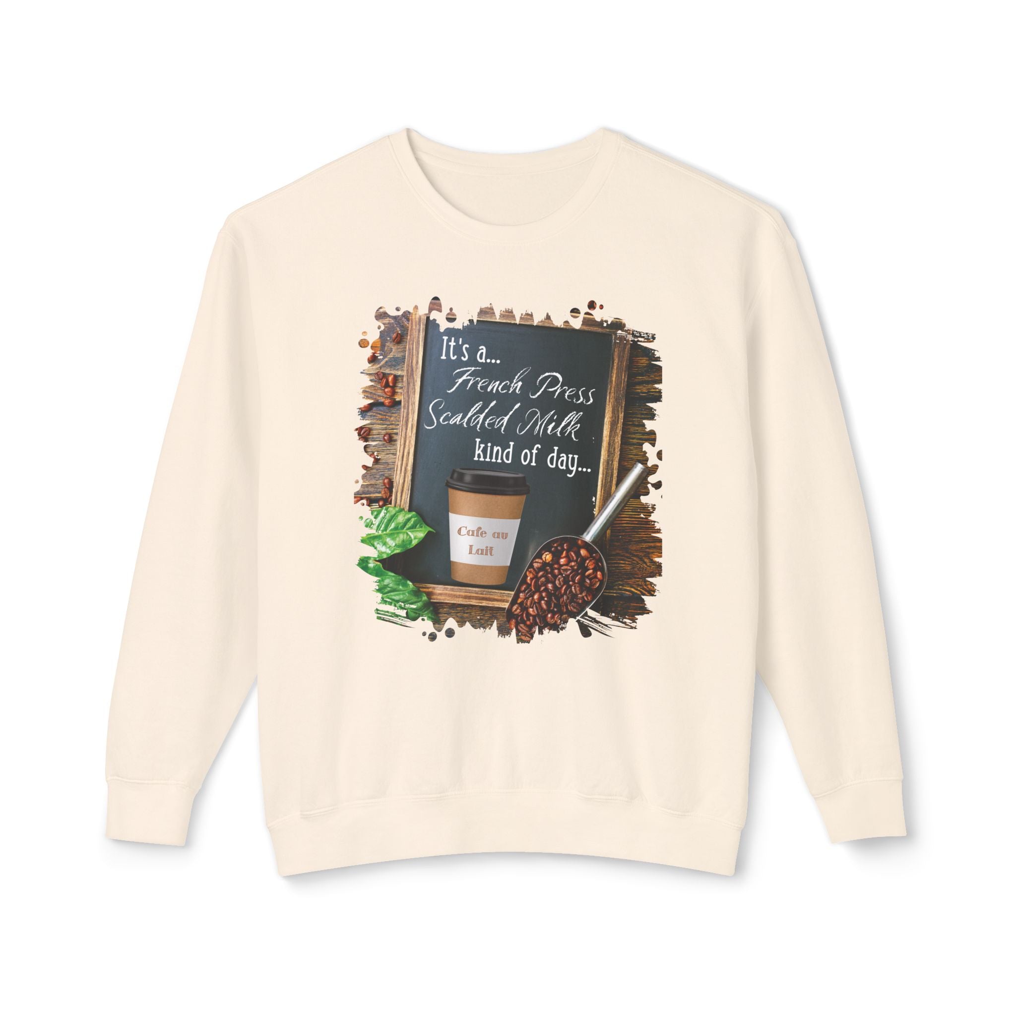 Cafe au Lait, Kind of Day, Unisex Lightweight Crewneck Sweatshirt