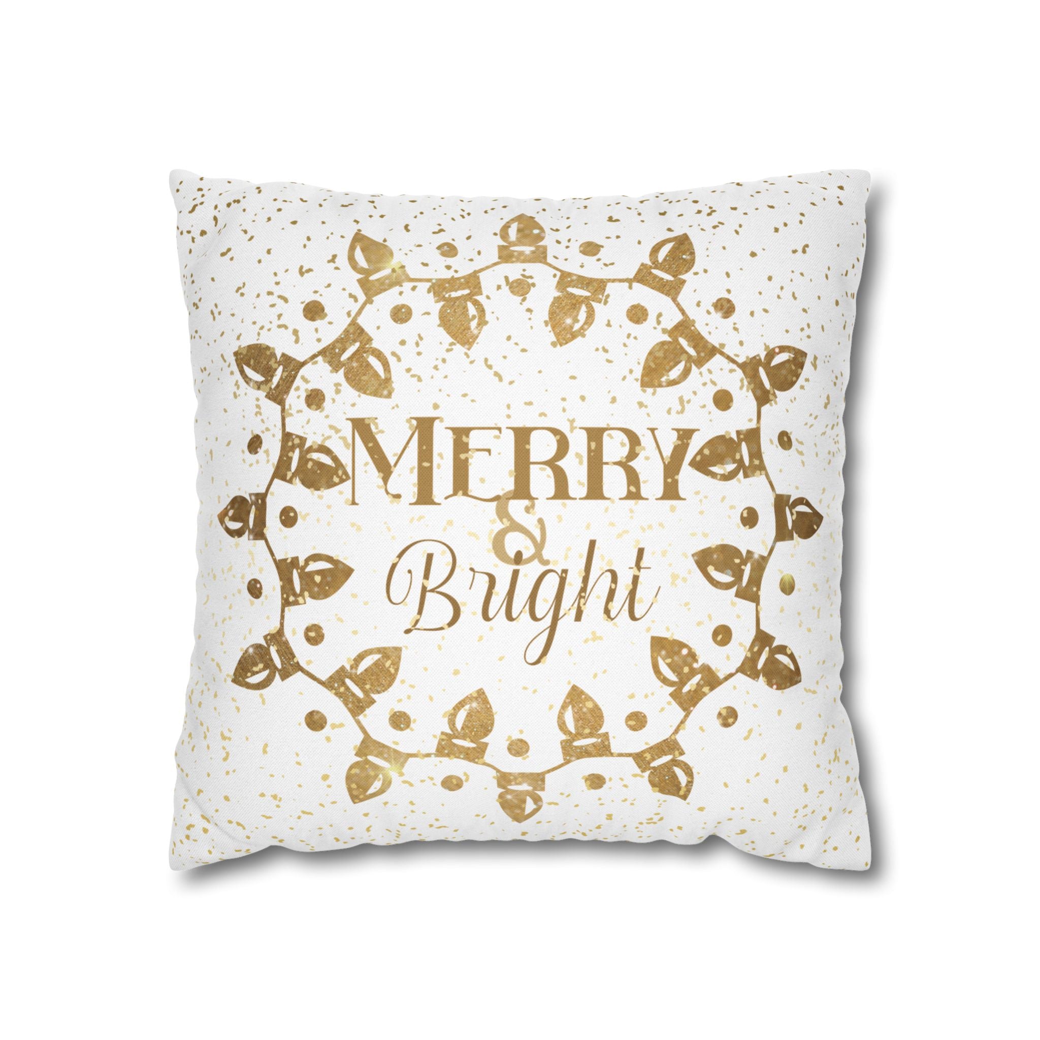 Merry & Bright Christmas Lights, Yellow Lights, Throw Pillow Case