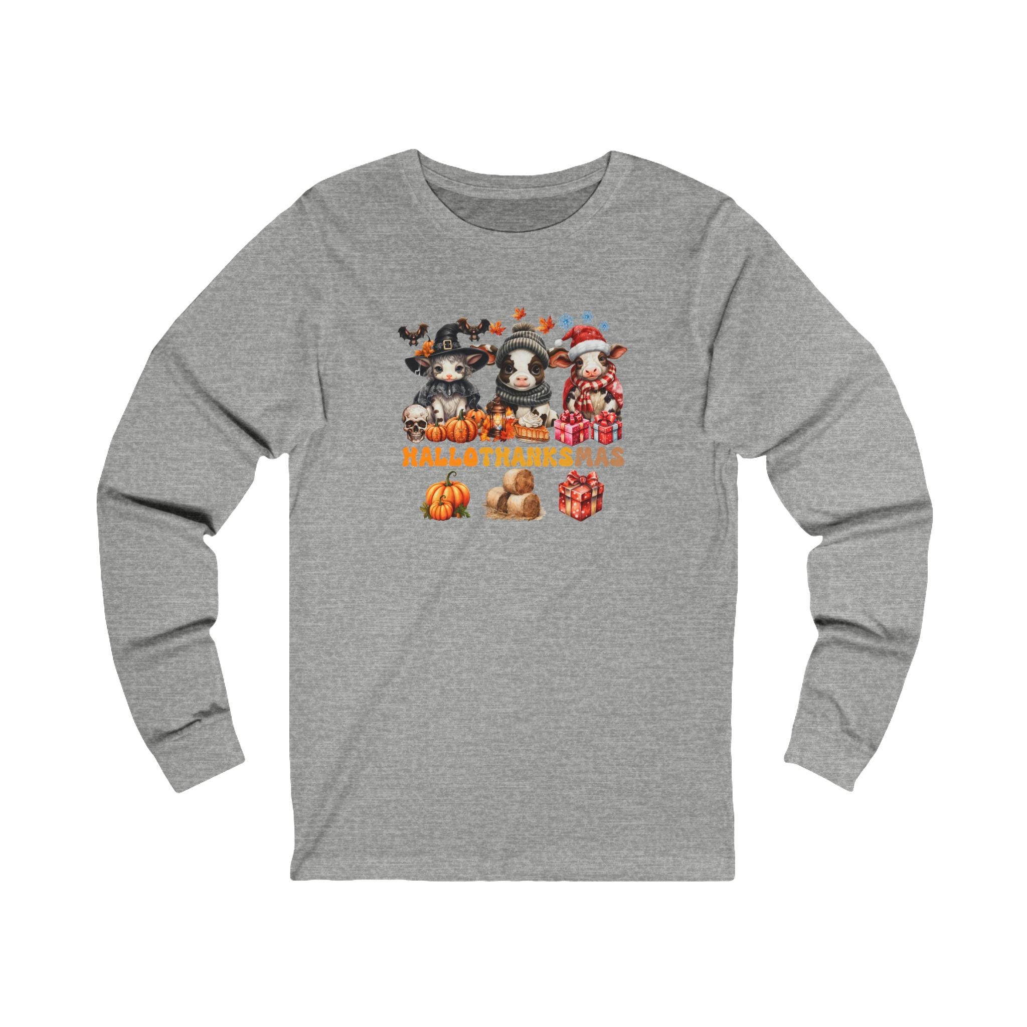 Spooky to Jolly - All-Season Celebration HalloThanksMas Tee (3), Unisex Jersey Long Sleeve Tee