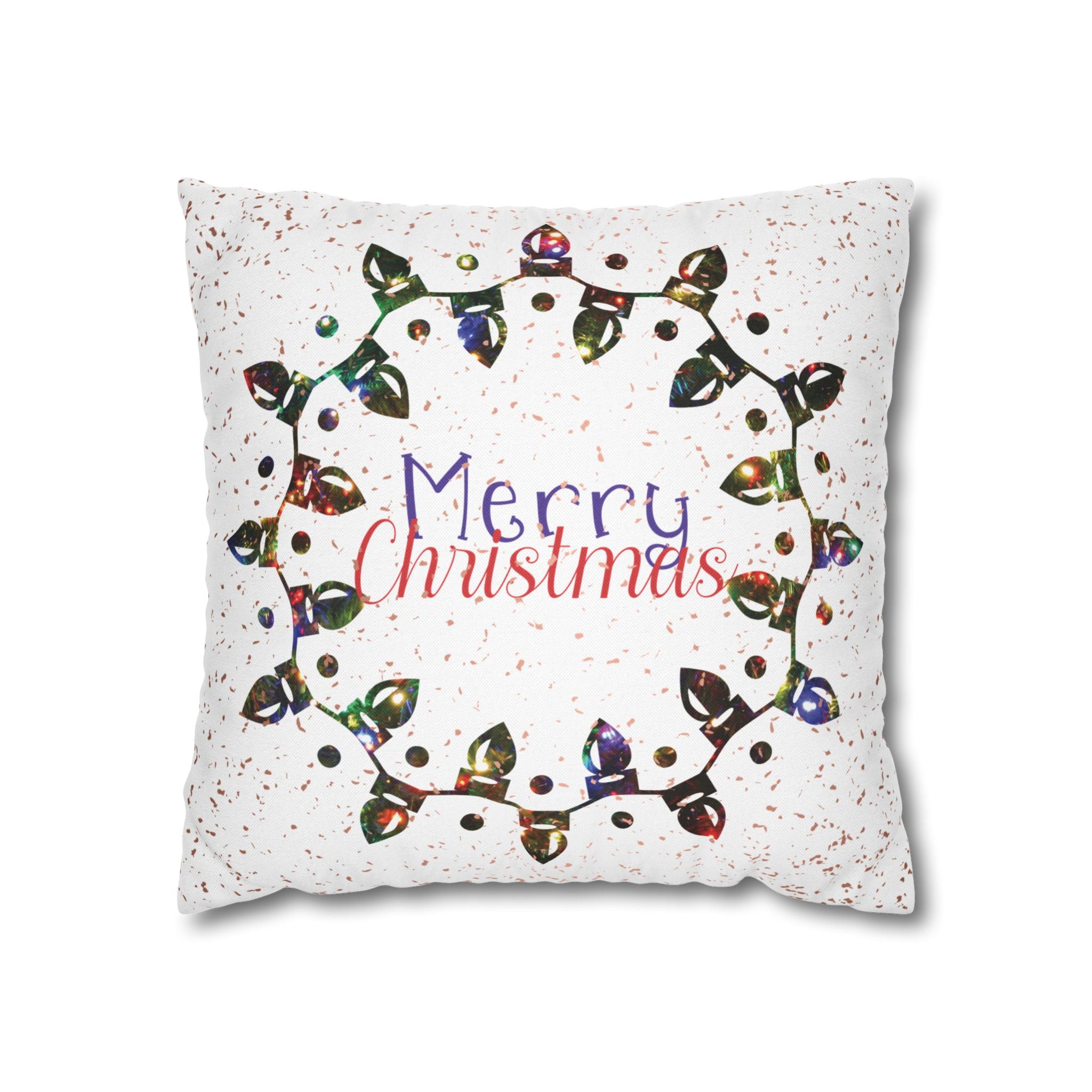 Merry Christmas Christmas Lights, Colored Lights, Throw Pillow Case