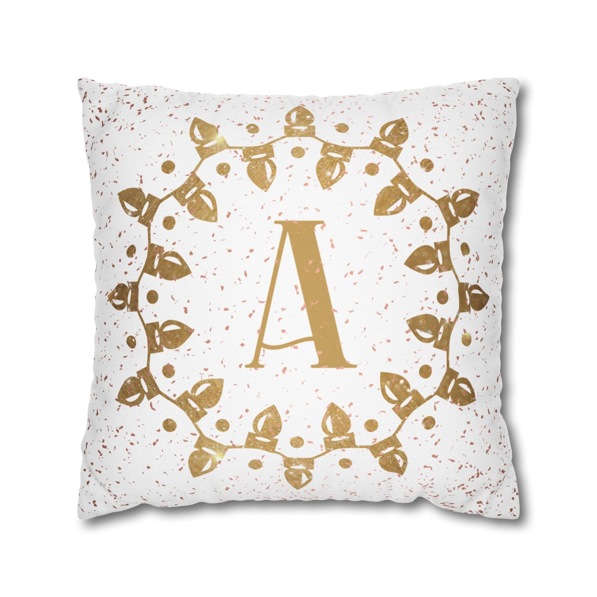 Monogram Christmas Lights, Personalized Monogram, Yellow Lights, Throw Pillow Case