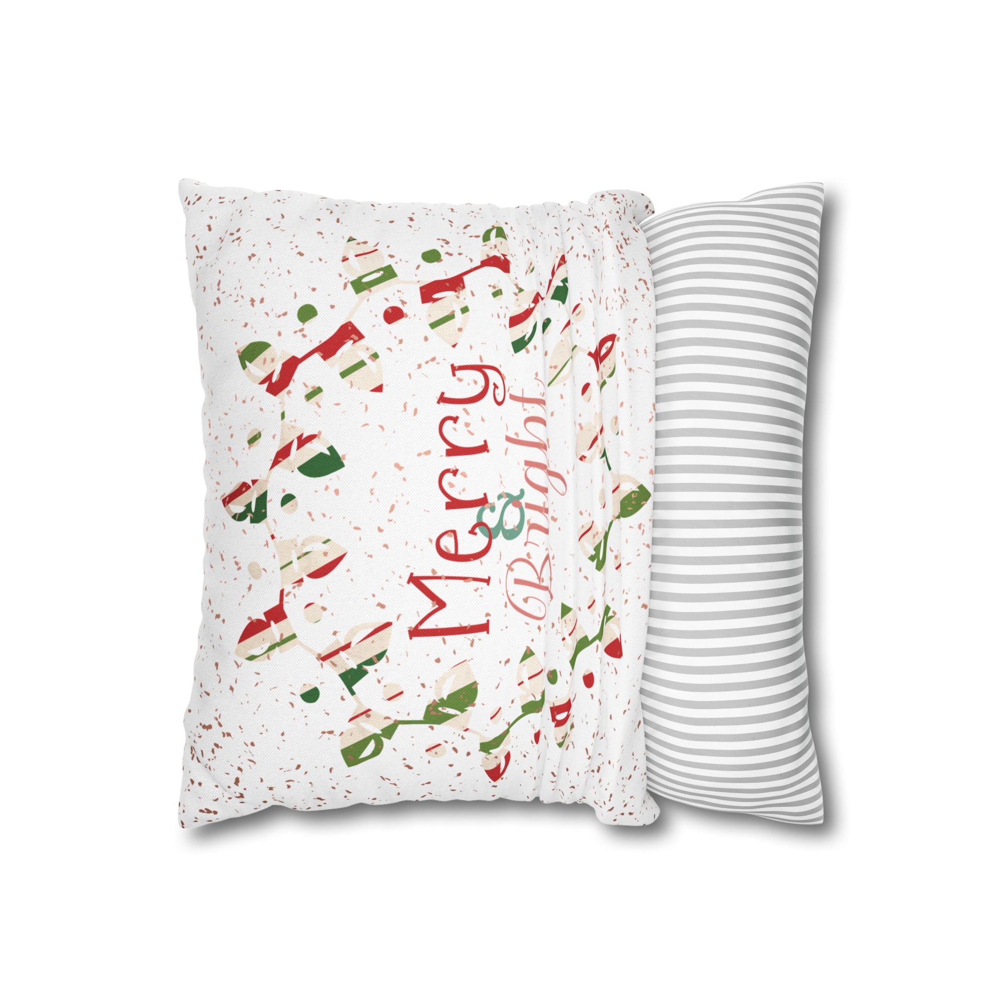 Merry & Bright Christmas Lights, Striped Wrapping Paper, Throw Pillow Case