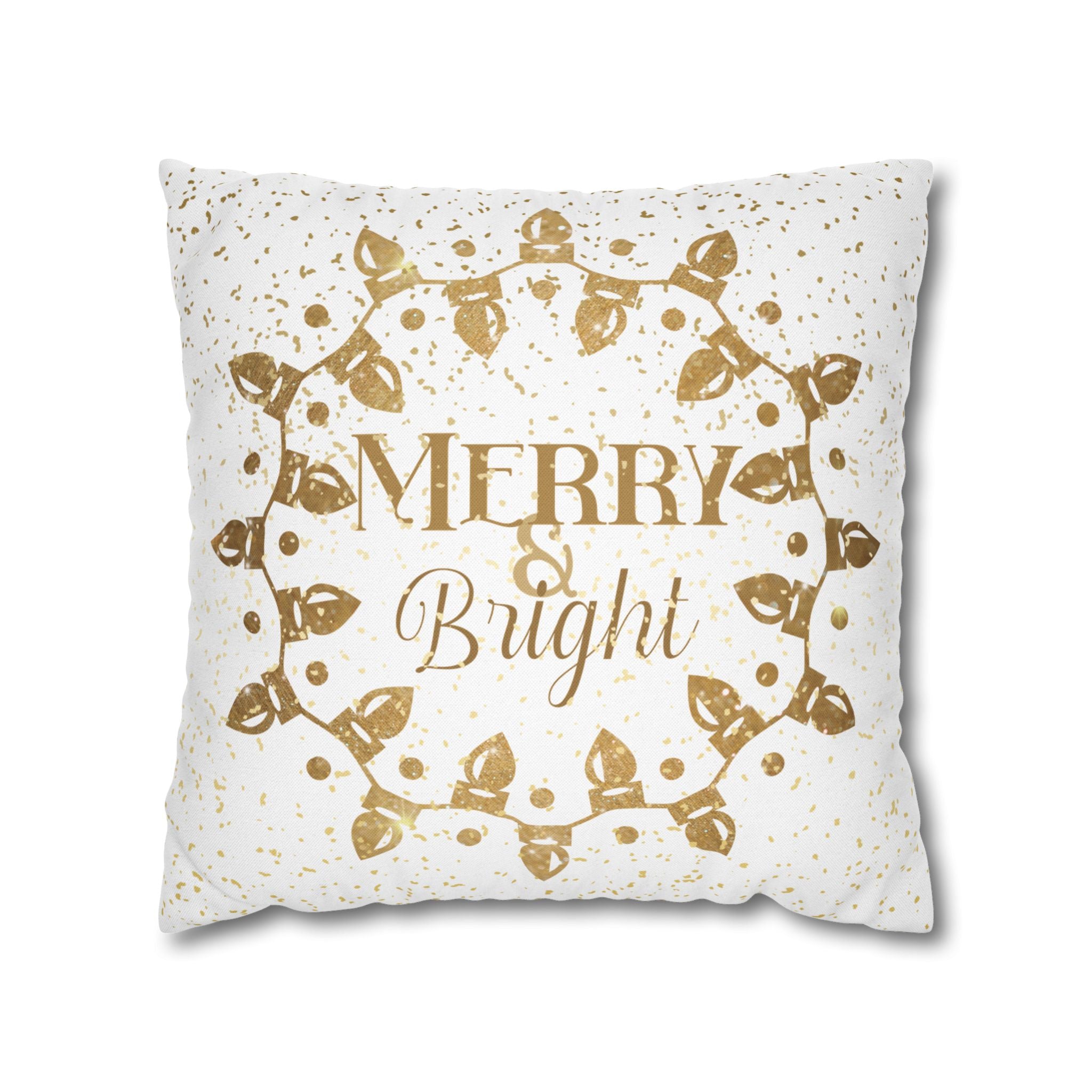 Merry & Bright Christmas Lights, Yellow Lights, Throw Pillow Case