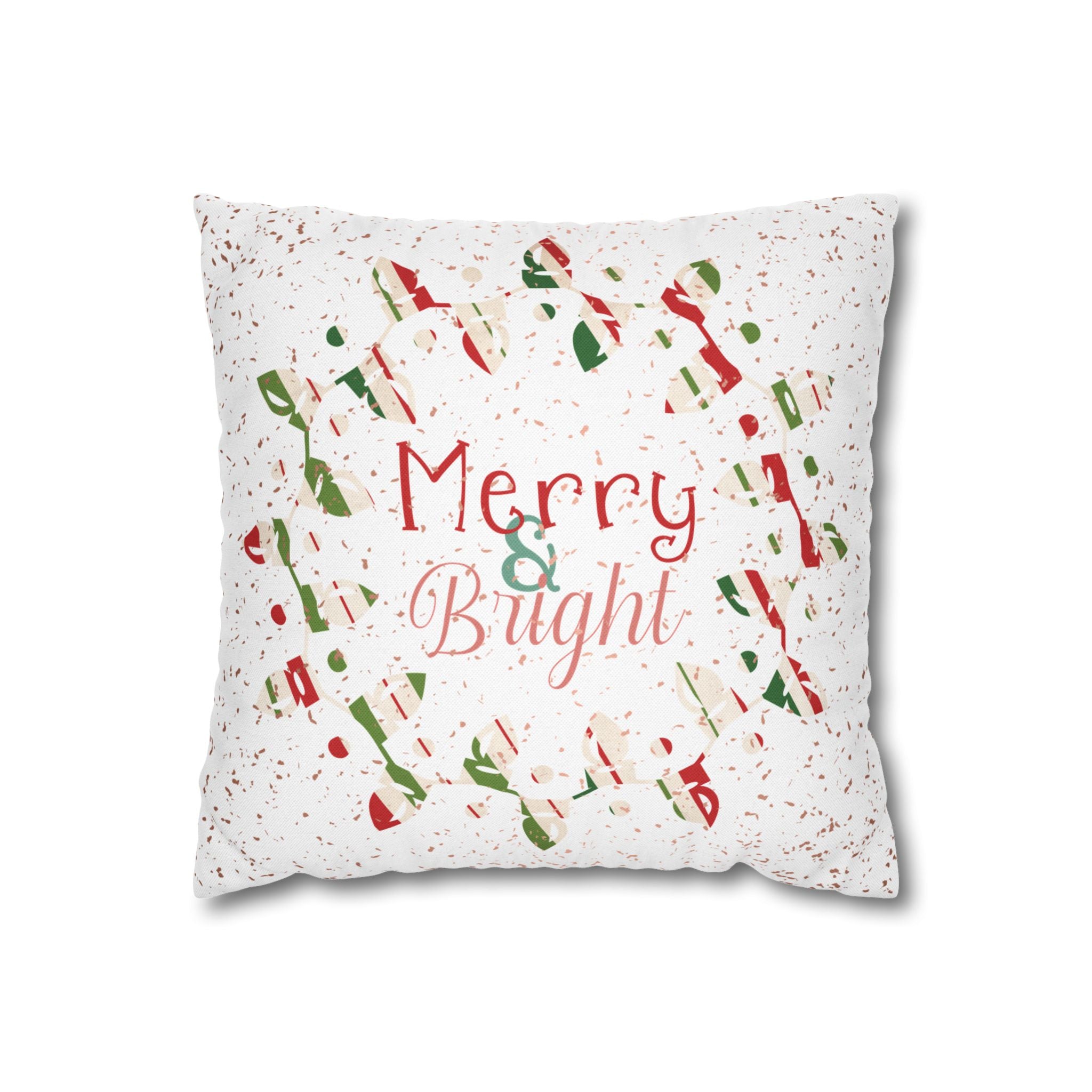 Merry & Bright Christmas Lights, Striped Wrapping Paper, Throw Pillow Case