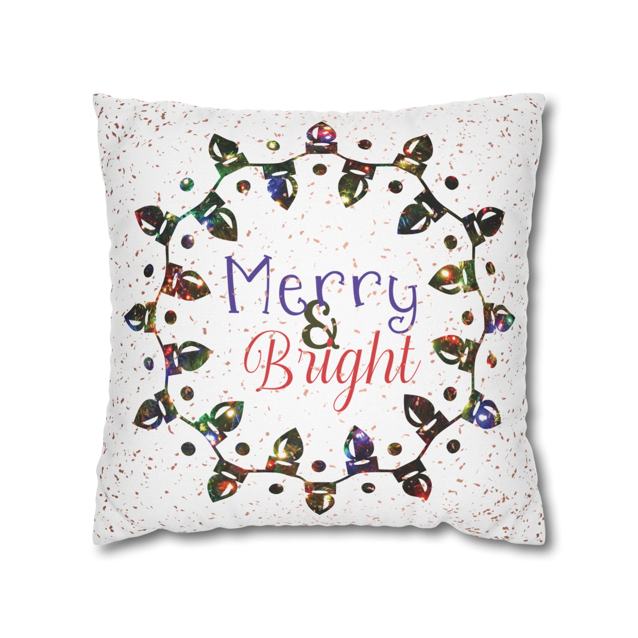 Merry & Bright Christmas Lights, Colored Lights, Throw Pillow Case