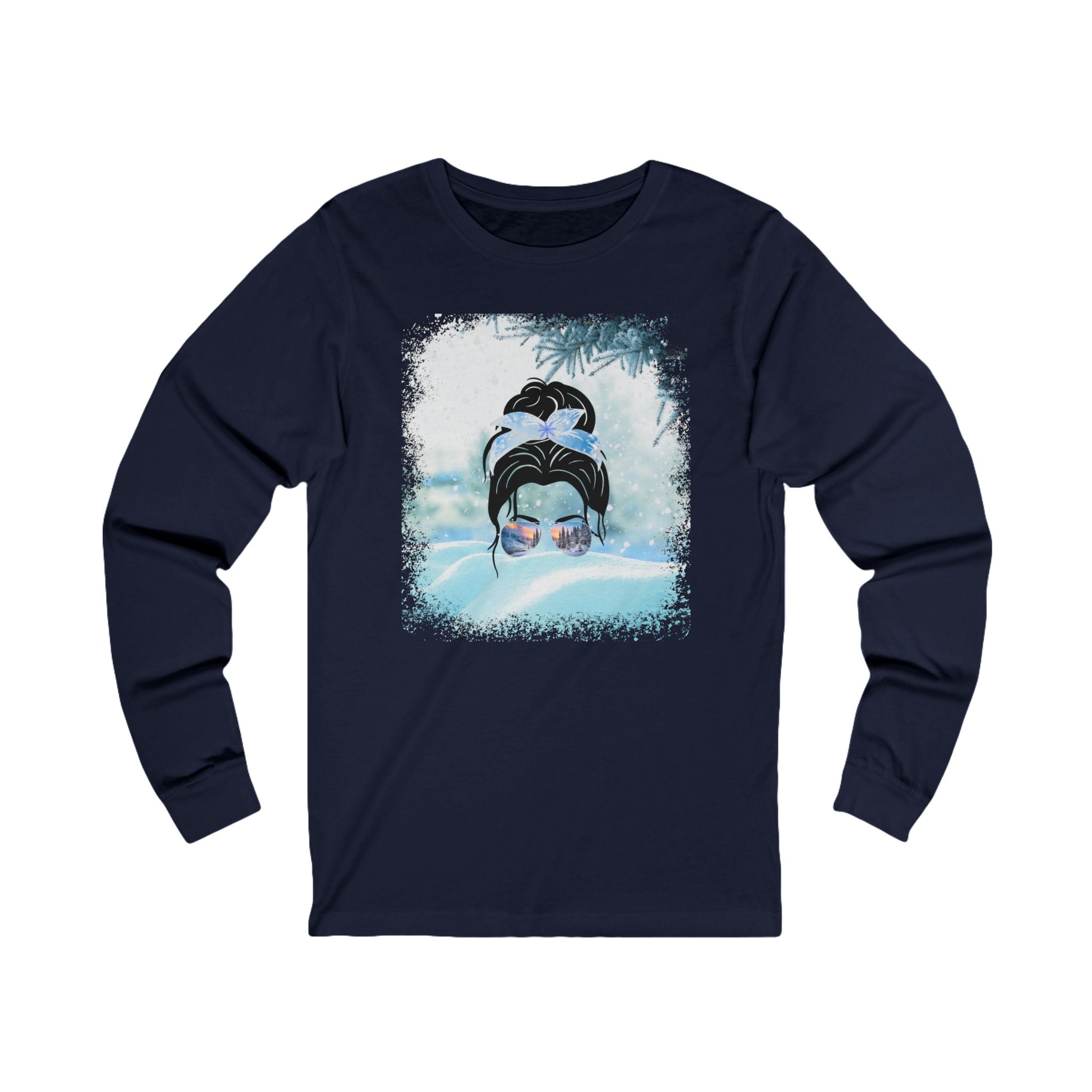 Snow, Dark Hair Messy Bun, Unisex Jersey Long Sleeve Tee