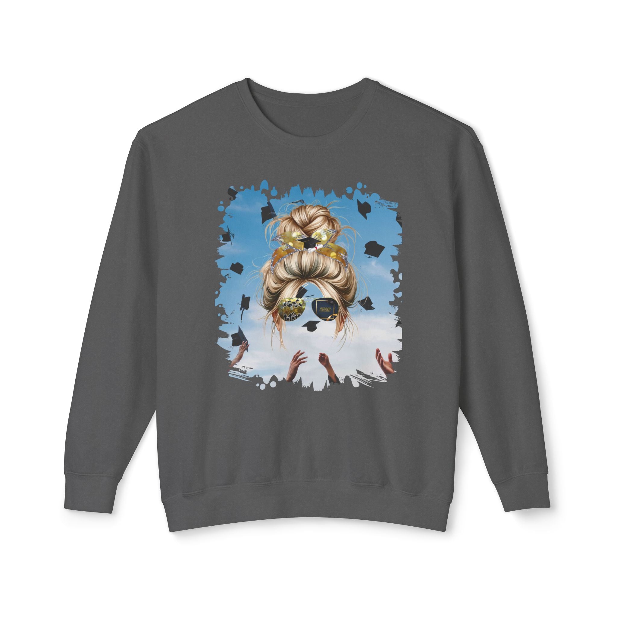 Celebration, Blond Hair Messy Bun, Unisex Lightweight Crewneck Sweatshirt