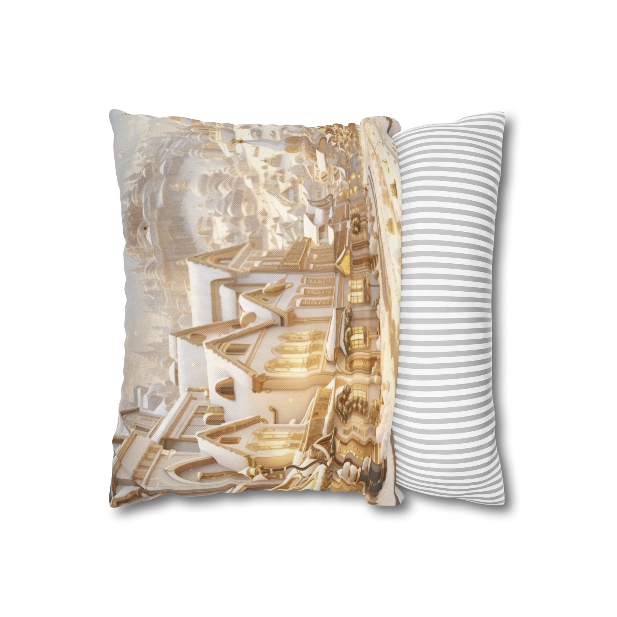 Vintage Winter Town, Throw Pillow Case