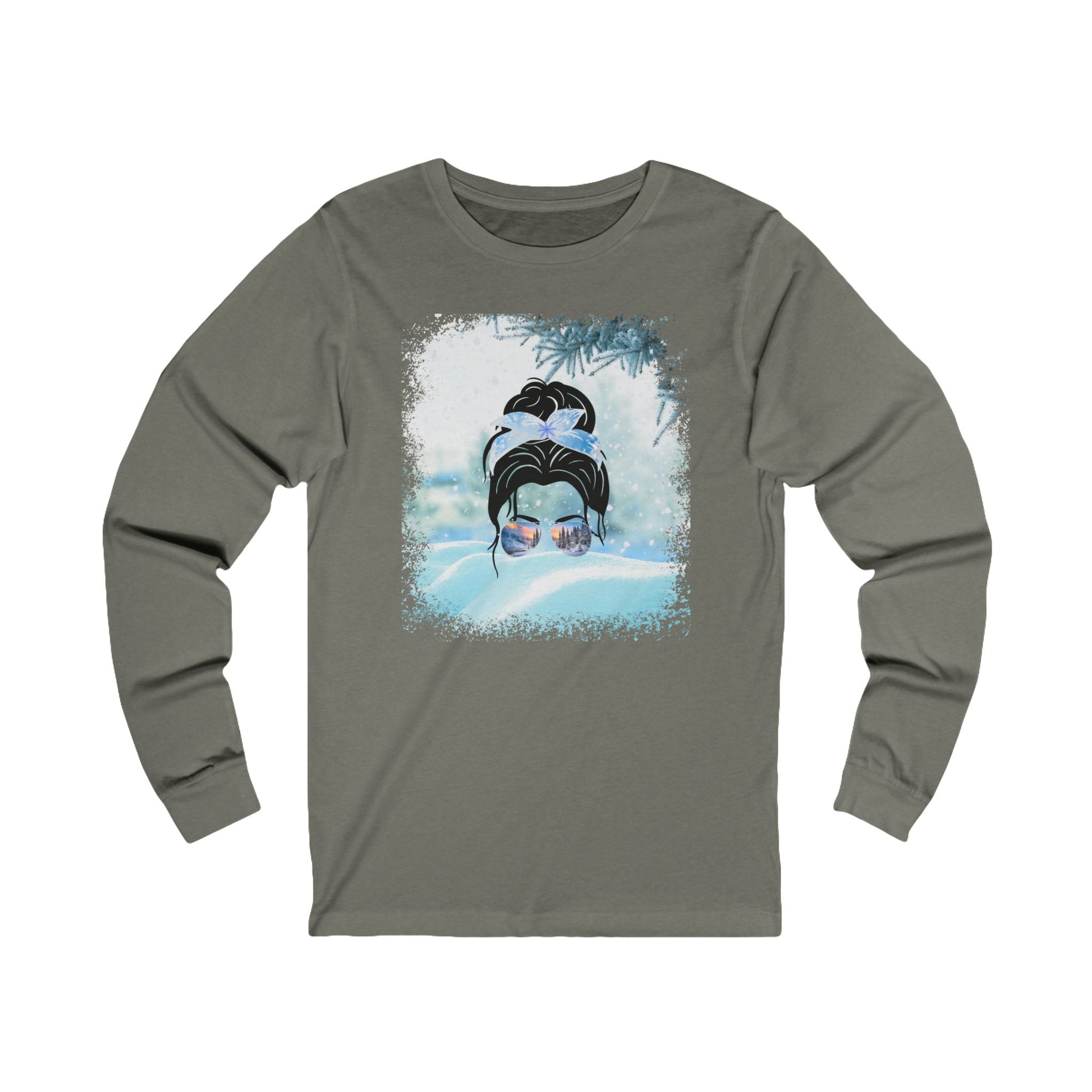 Snow, Dark Hair Messy Bun, Unisex Jersey Long Sleeve Tee