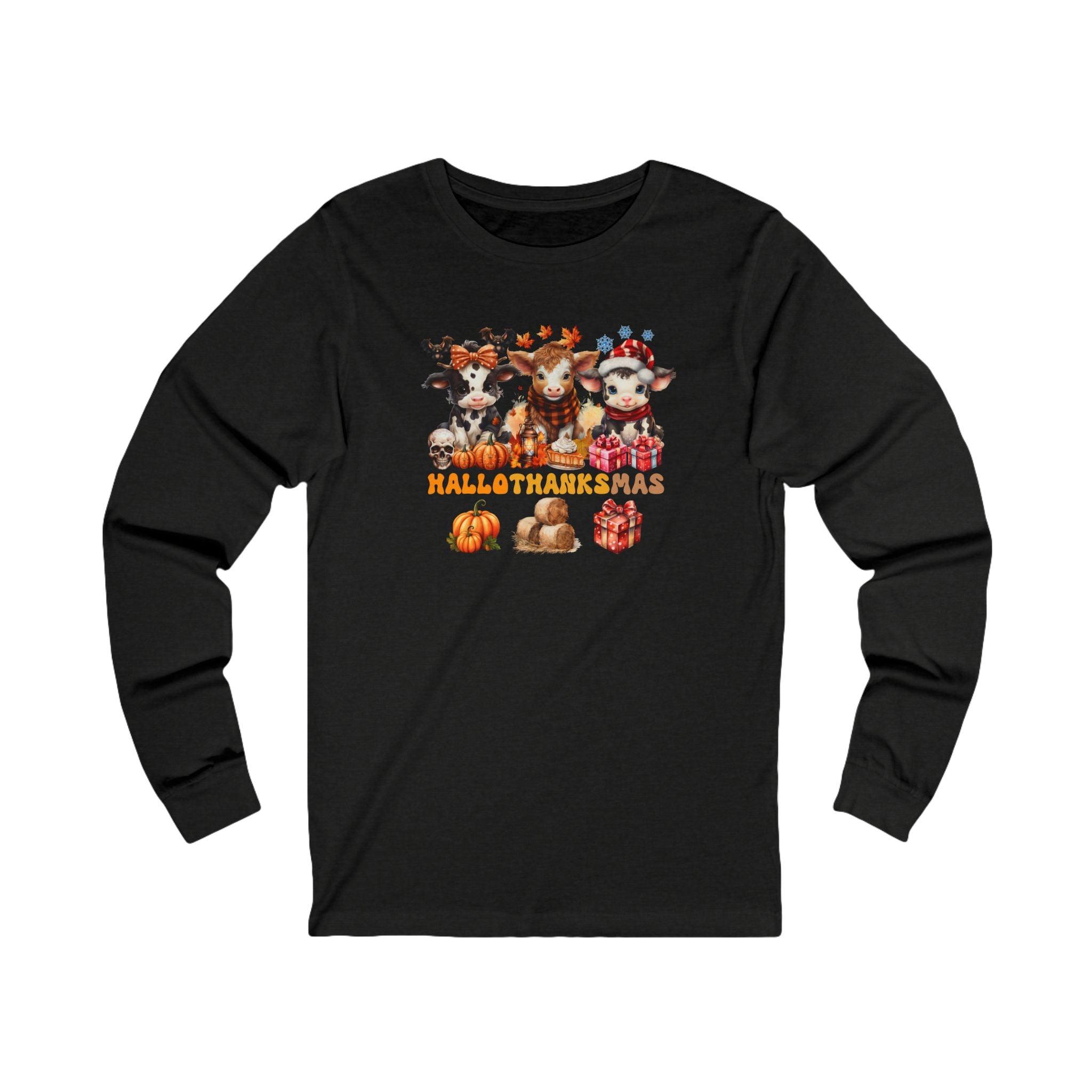 Spooky to Jolly - All-Season Celebration HalloThanksMas Tee (6), Unisex Jersey Long Sleeve Tee