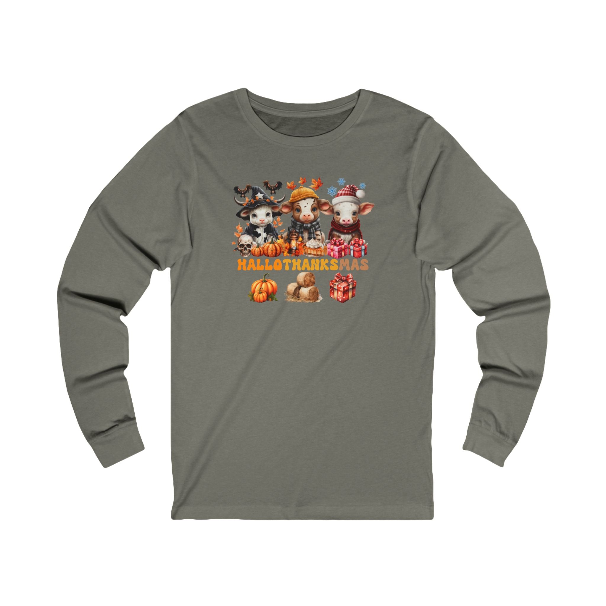 Spooky to Jolly - All-Season Celebration HalloThanksMas Tee (2), Unisex Jersey Long Sleeve Tee