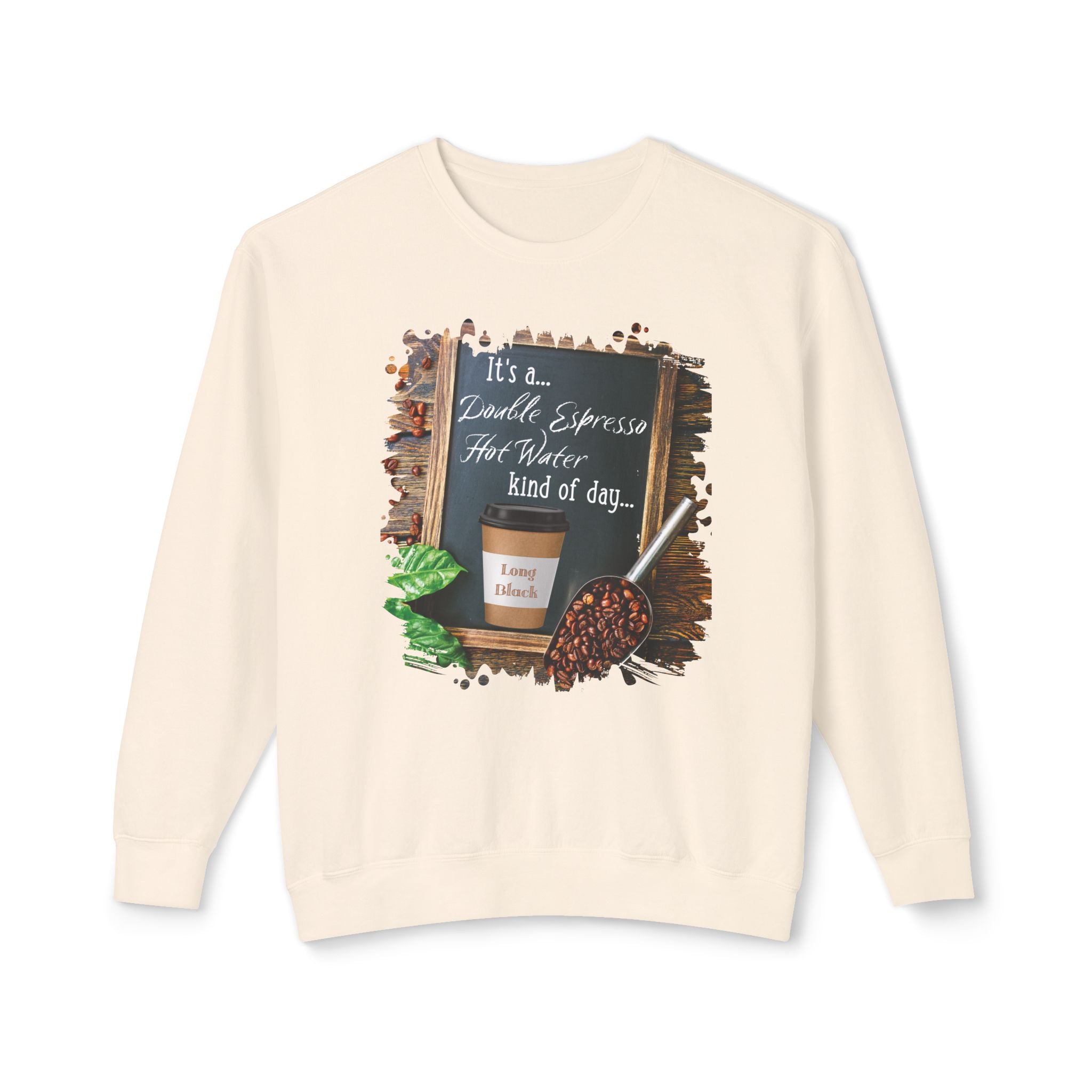 Long Black, Kind of Day, Unisex Lightweight Crewneck Sweatshirt