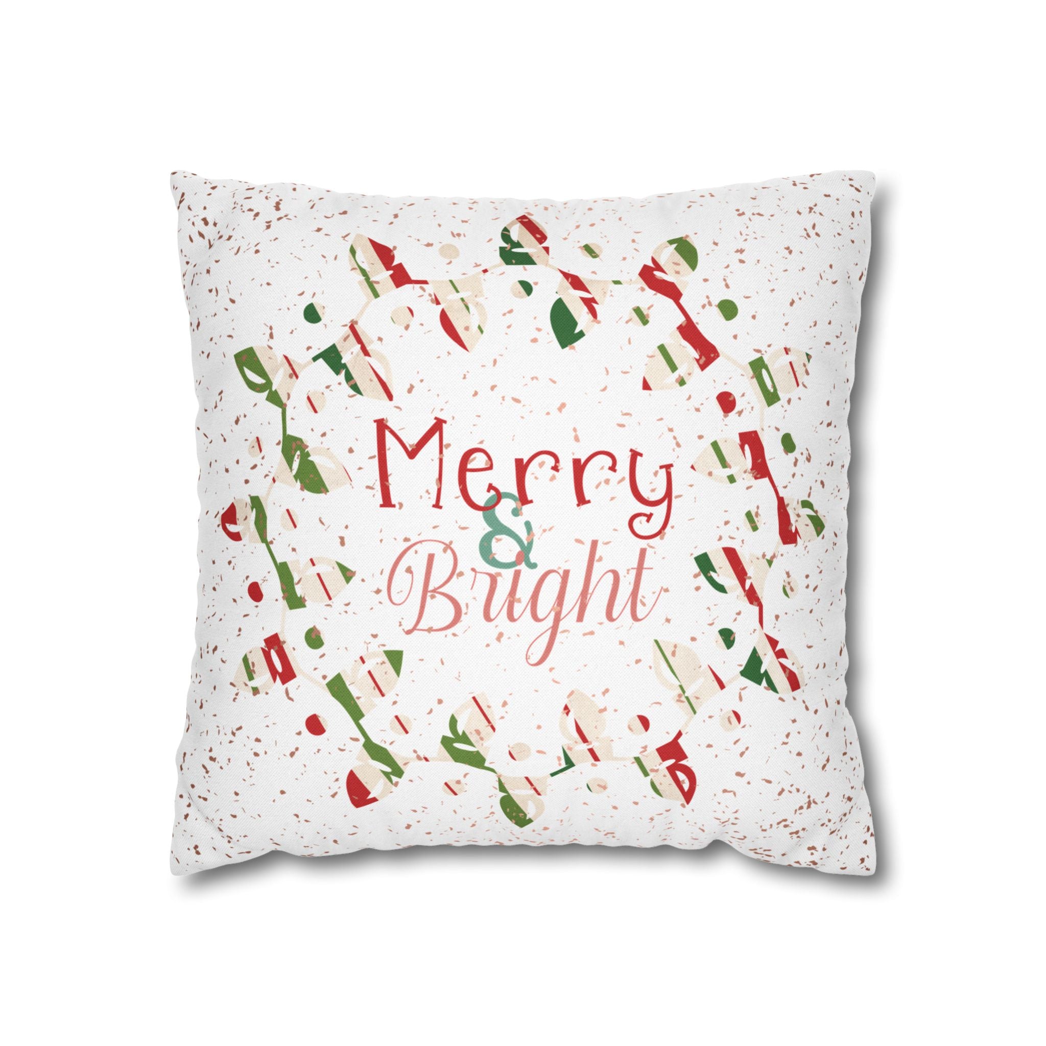 Merry & Bright Christmas Lights, Striped Wrapping Paper, Throw Pillow Case