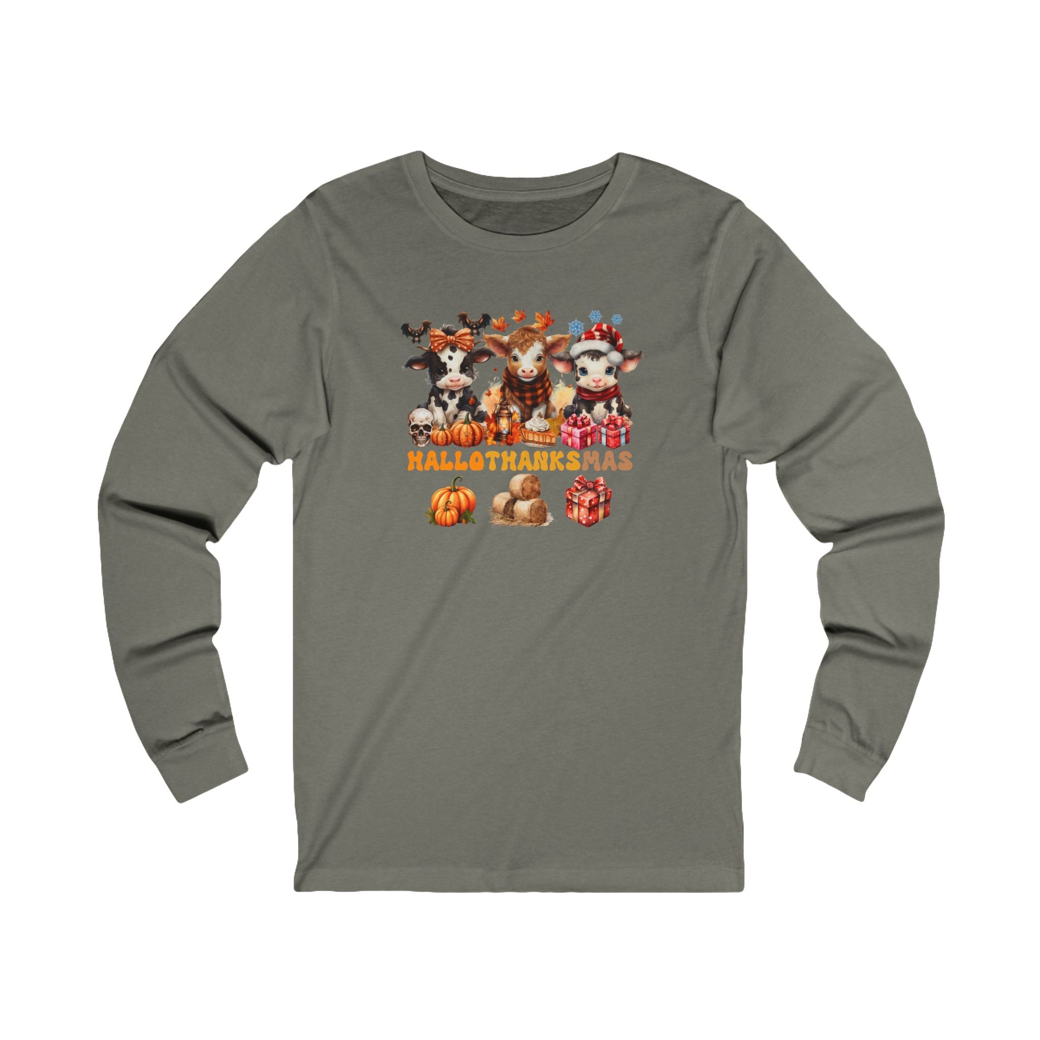 Spooky to Jolly - All-Season Celebration HalloThanksMas Tee (6), Unisex Jersey Long Sleeve Tee