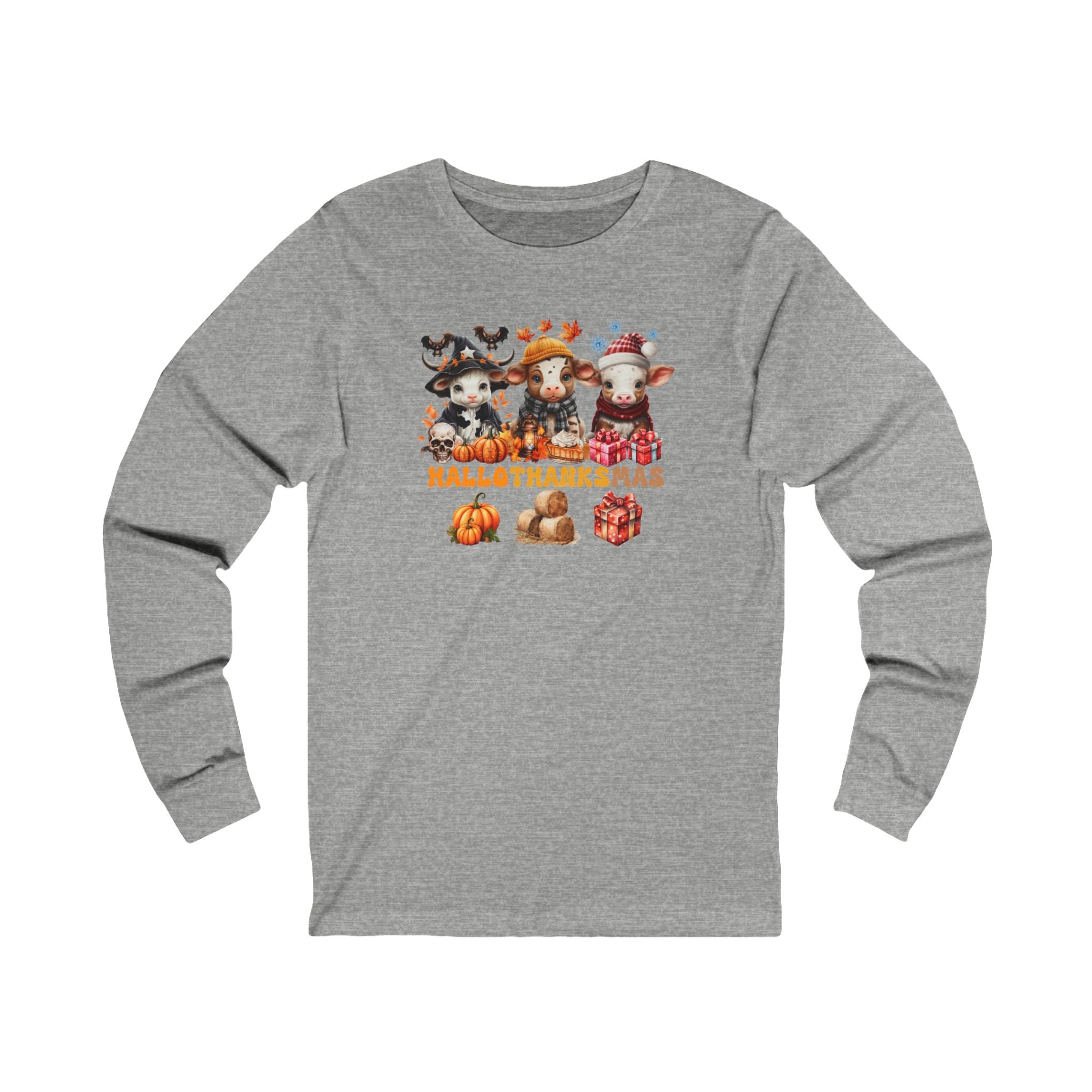 Spooky to Jolly - All-Season Celebration HalloThanksMas Tee (2), Unisex Jersey Long Sleeve Tee