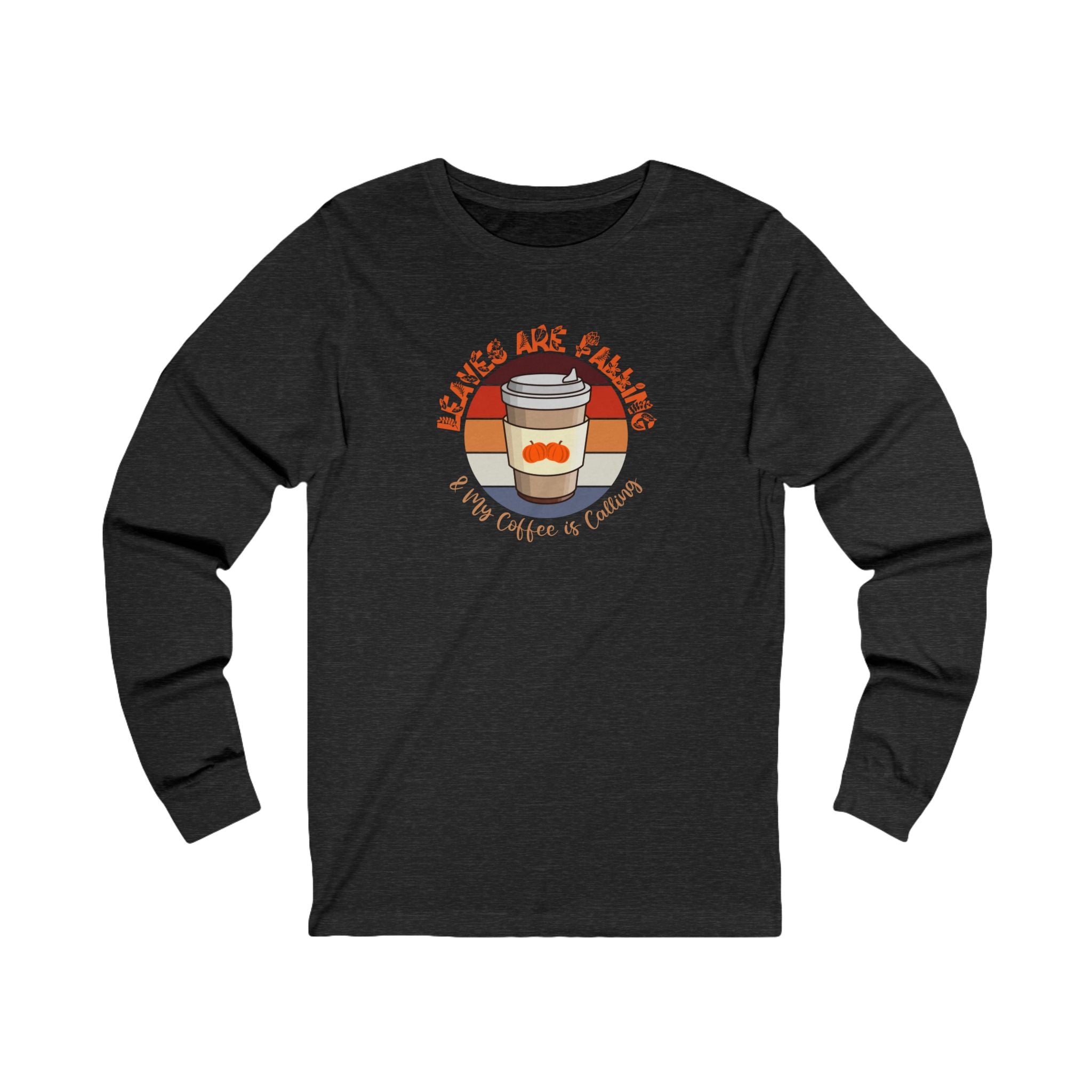 Autumn Brew Cozy Fall Coffee Lover’s Tee, Leaves, Unisex Jersey Long Sleeve Tee